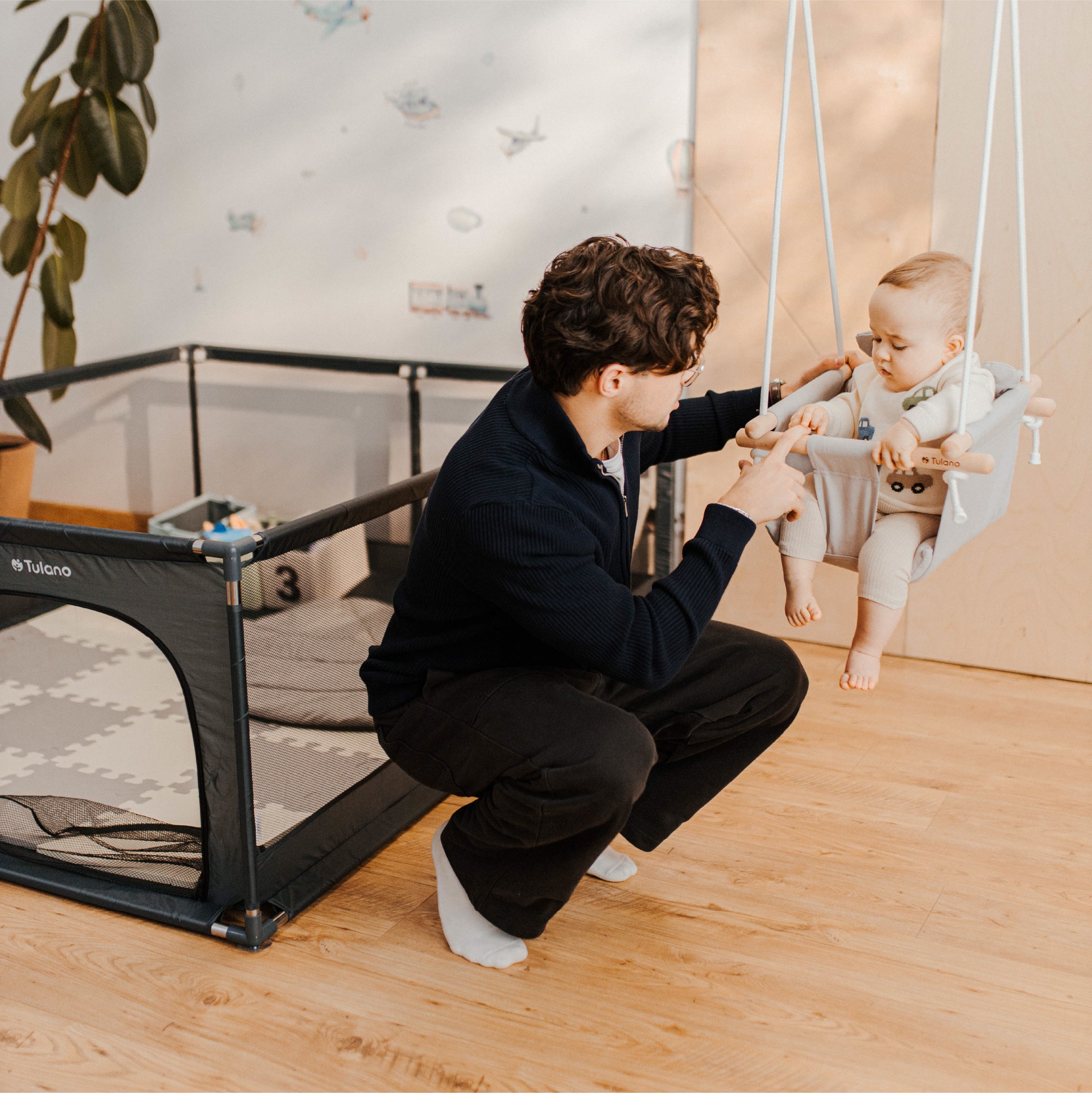 TULANO Hop 30 Graue Kinderschaukel 