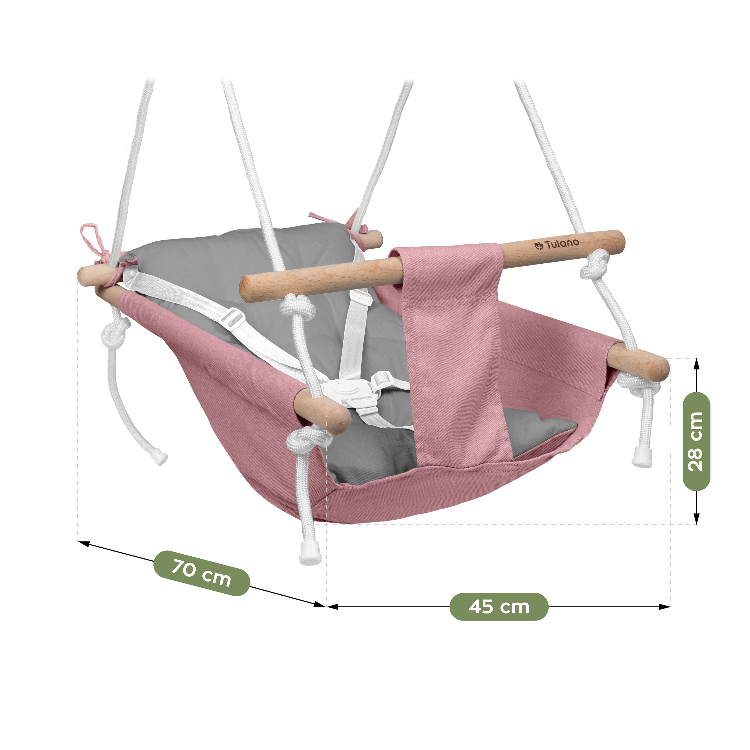 TULANO Hop 40 Rosa-Graue Kinderschaukel 