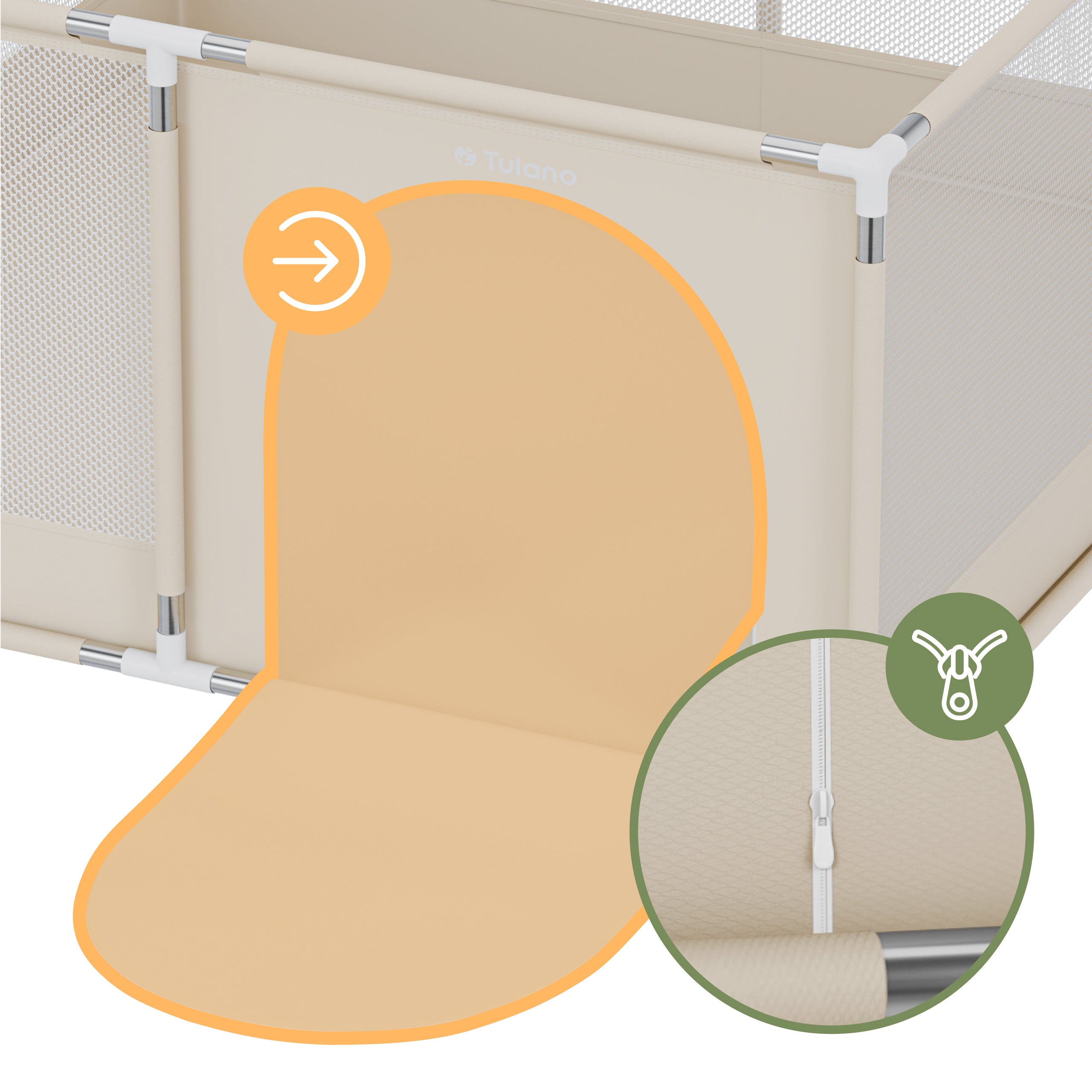 Eingangsöffnung auf zwei Seiten