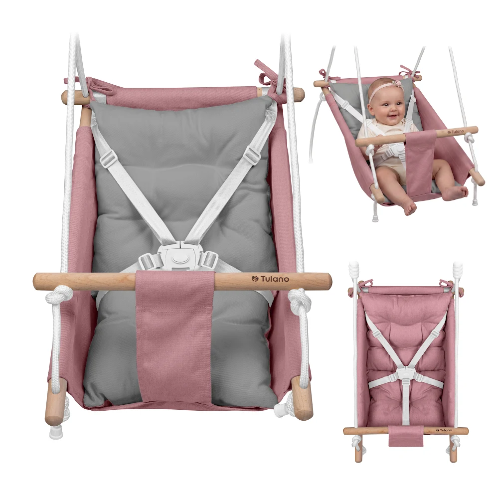 TULANO Hop 40 Rosa-Graue Kinderschaukel 