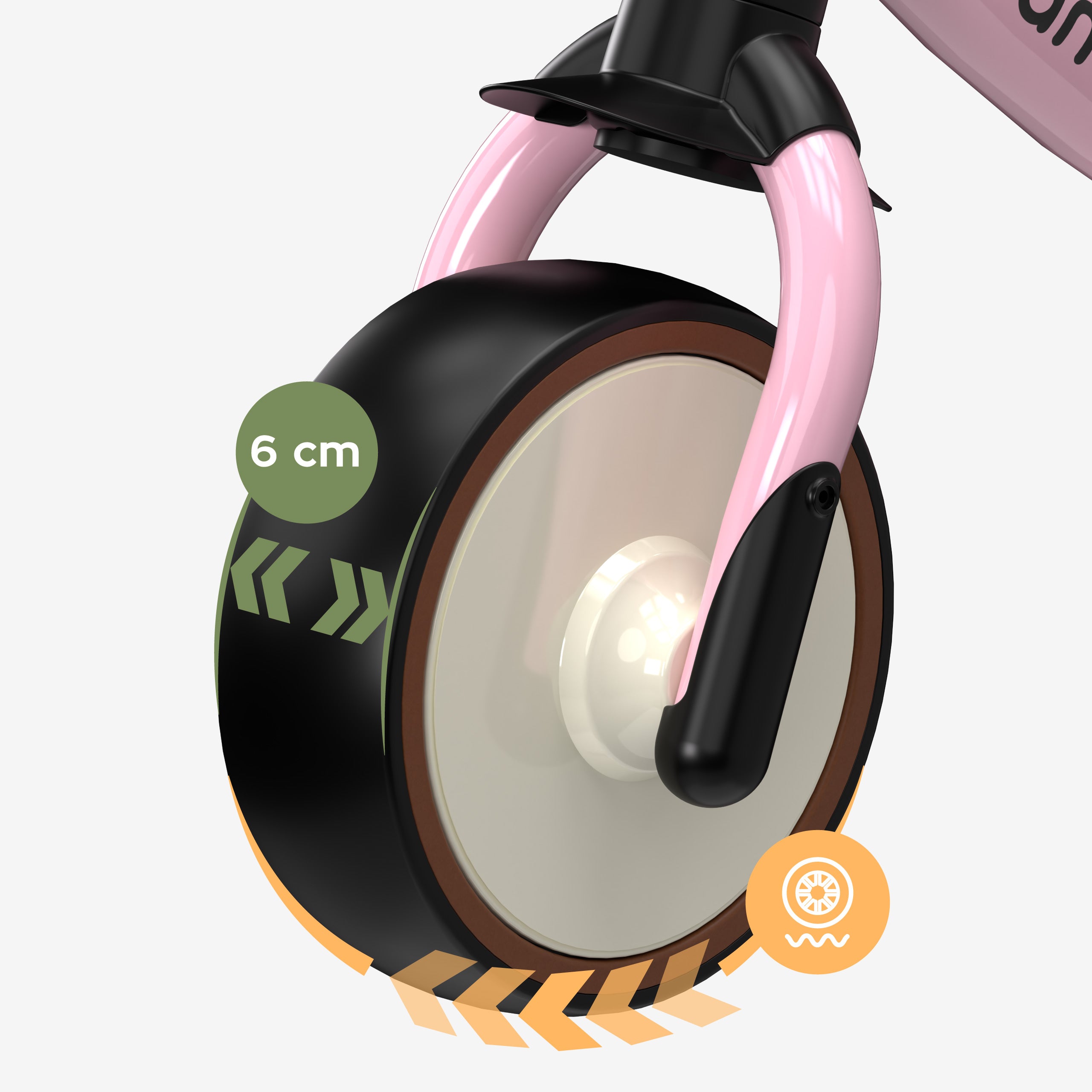 6 cm breite Reifen für mehr Stabilität