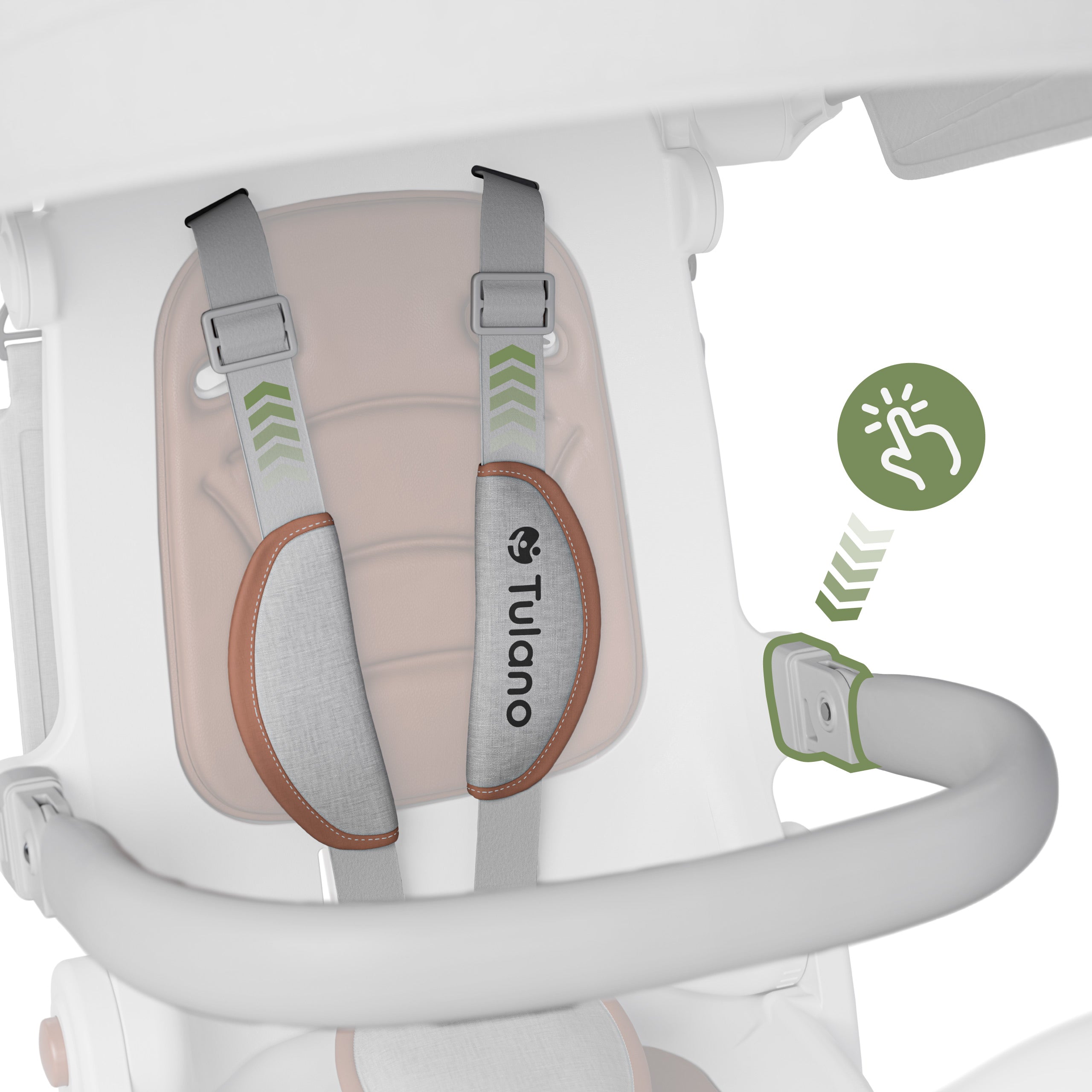 5-Punkt-Sicherheitsgurte mit weichen Polstern