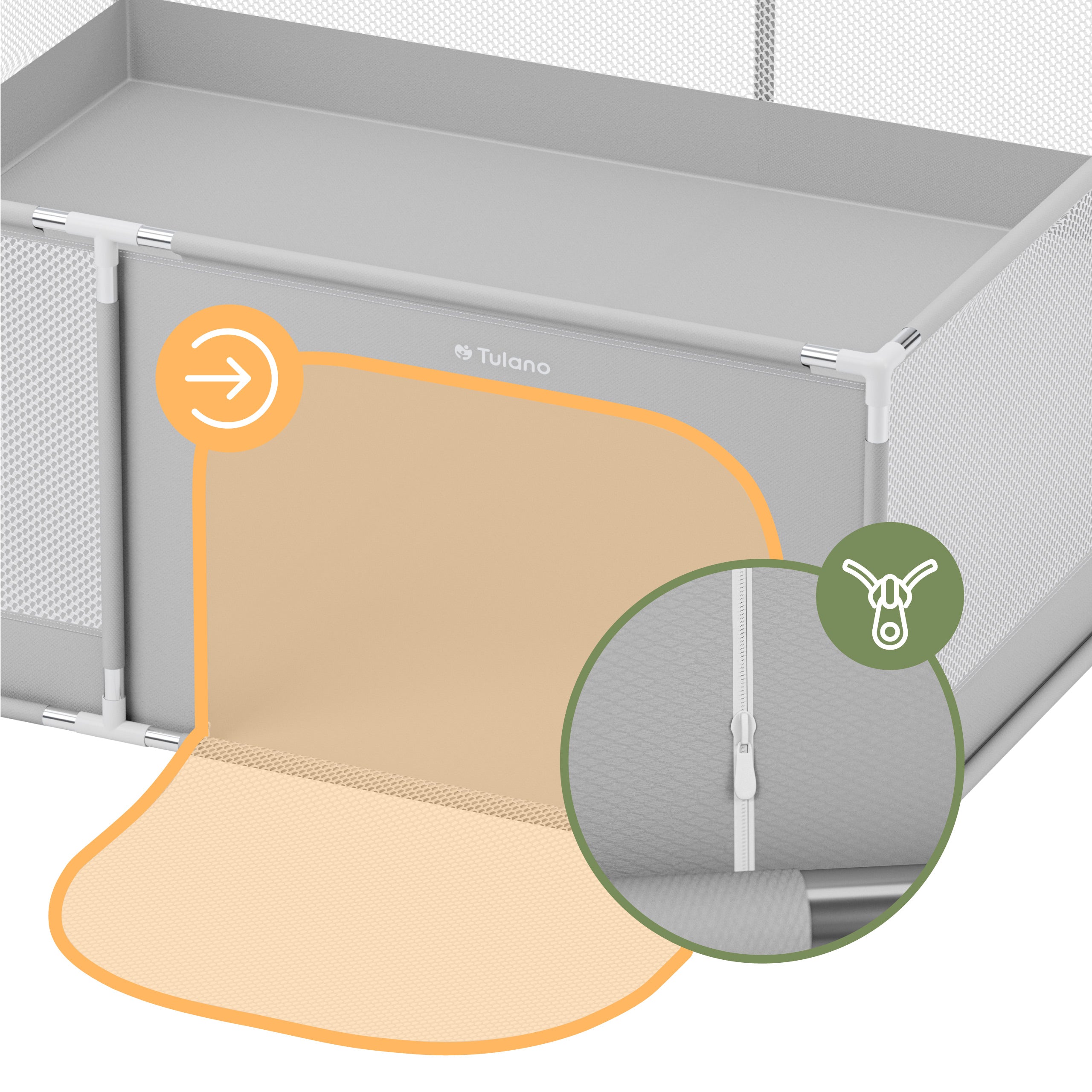 Eingangsöffnung auf zwei Seiten