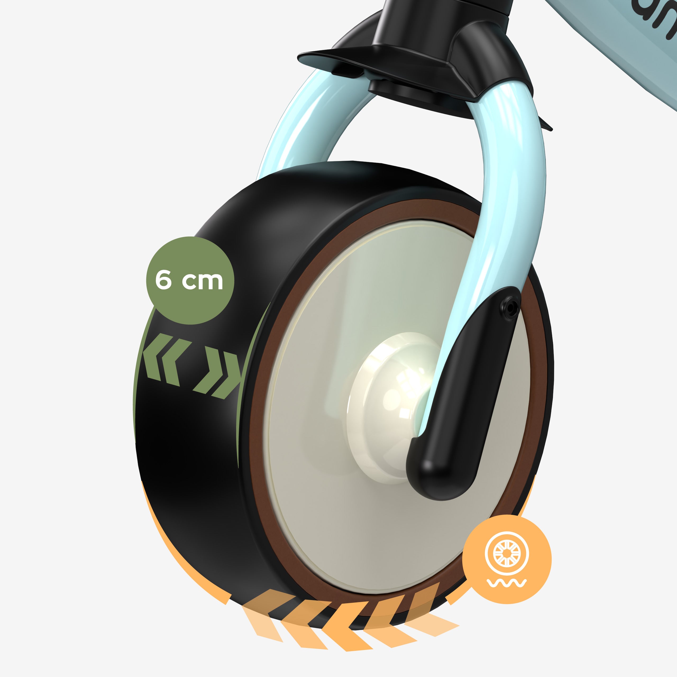 6 cm breite Reifen für mehr Stabilität