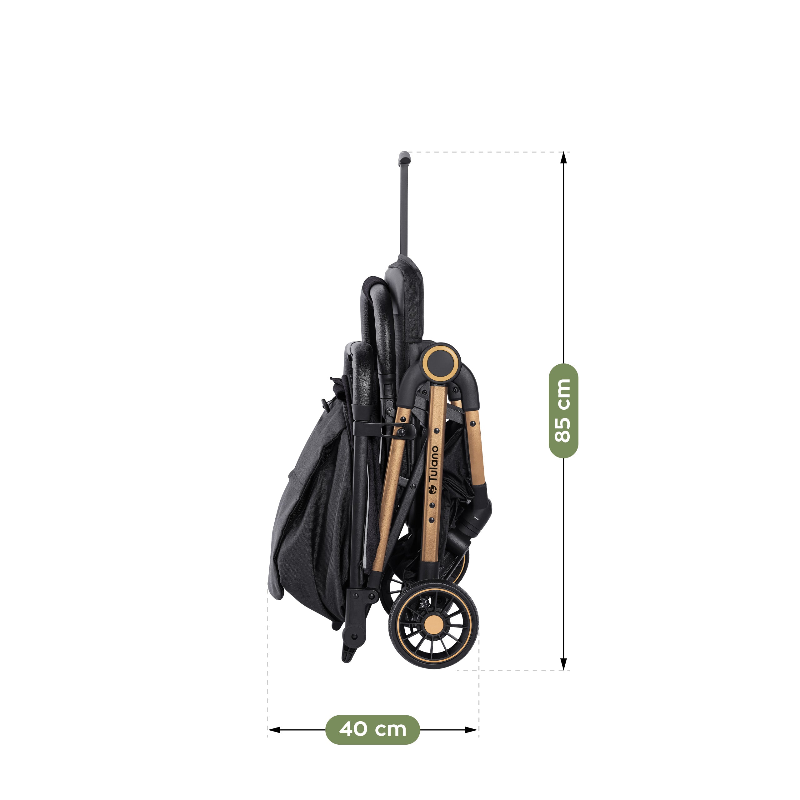 Tulano Milan Gold-Schwarz Faltbarer Kinderwagen, 22 kg 