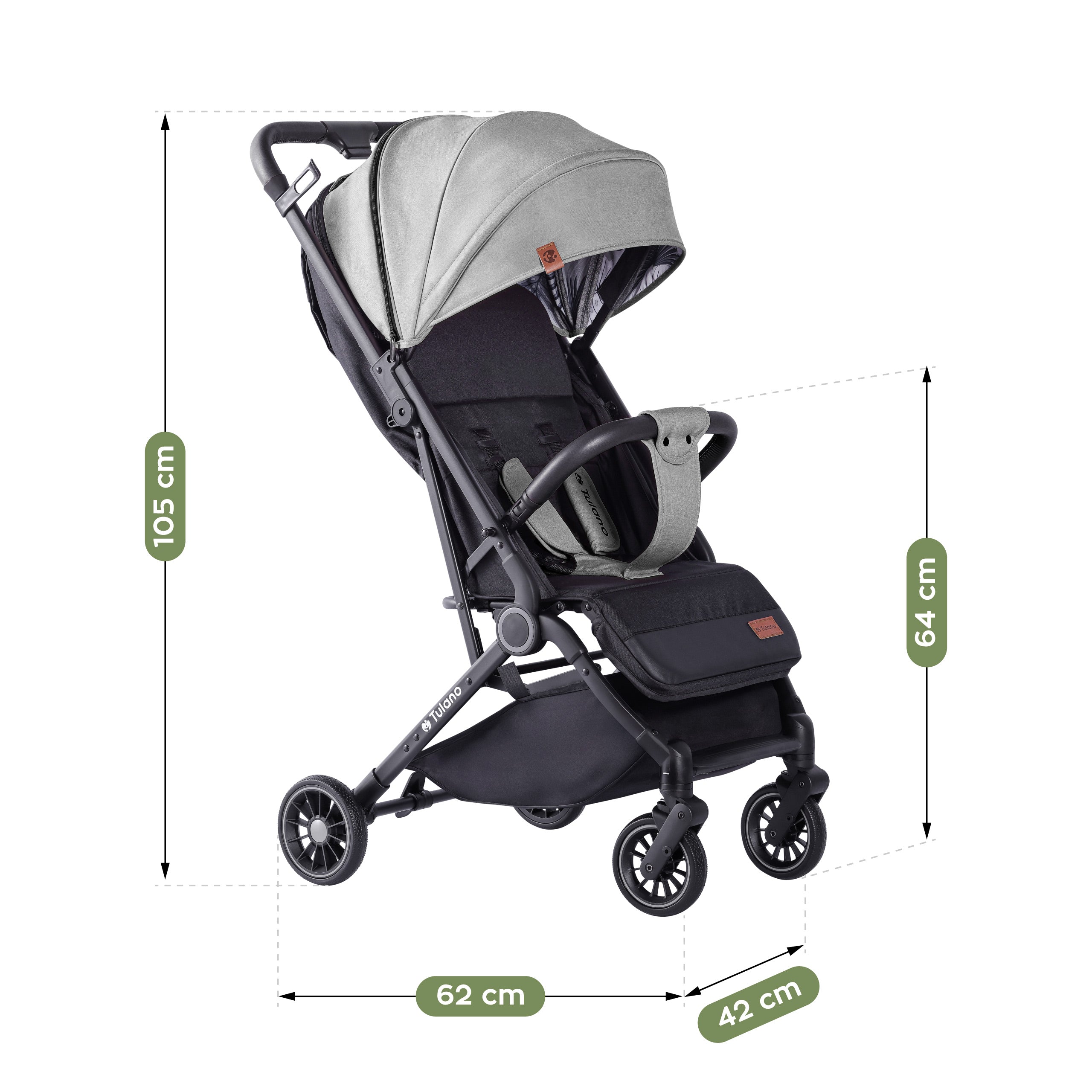 Tulano Milan Faltbarer Kinderwagen, grau-schwarz, 22 kg 