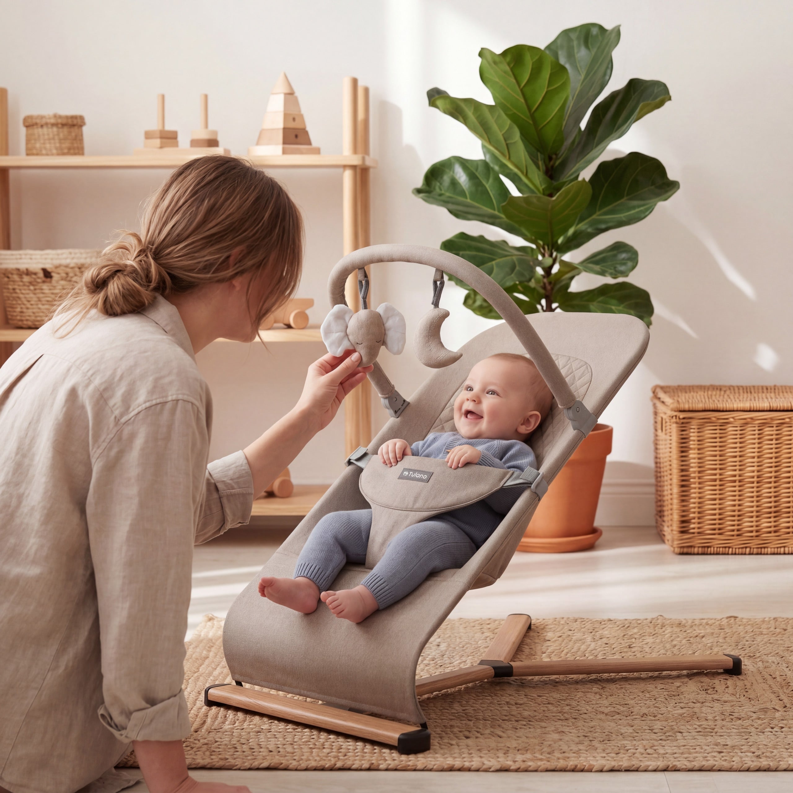 Babywippe Babyschaukel Beige Tulano Moon 30 Beige