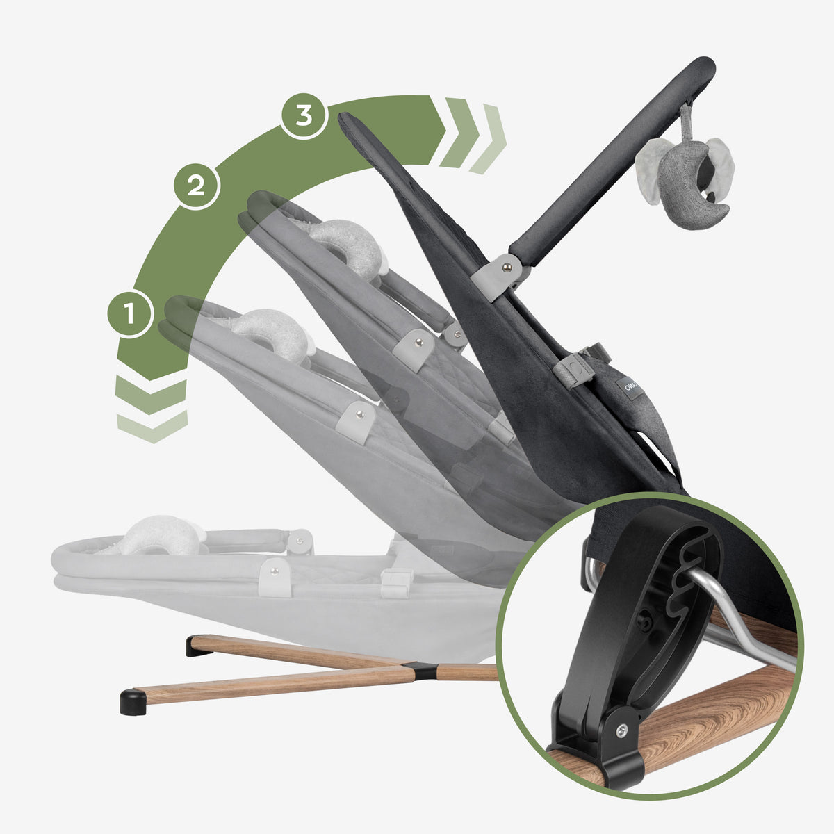 Babywippe Babyschaukel Beige Tulano Moon 30 Graphite