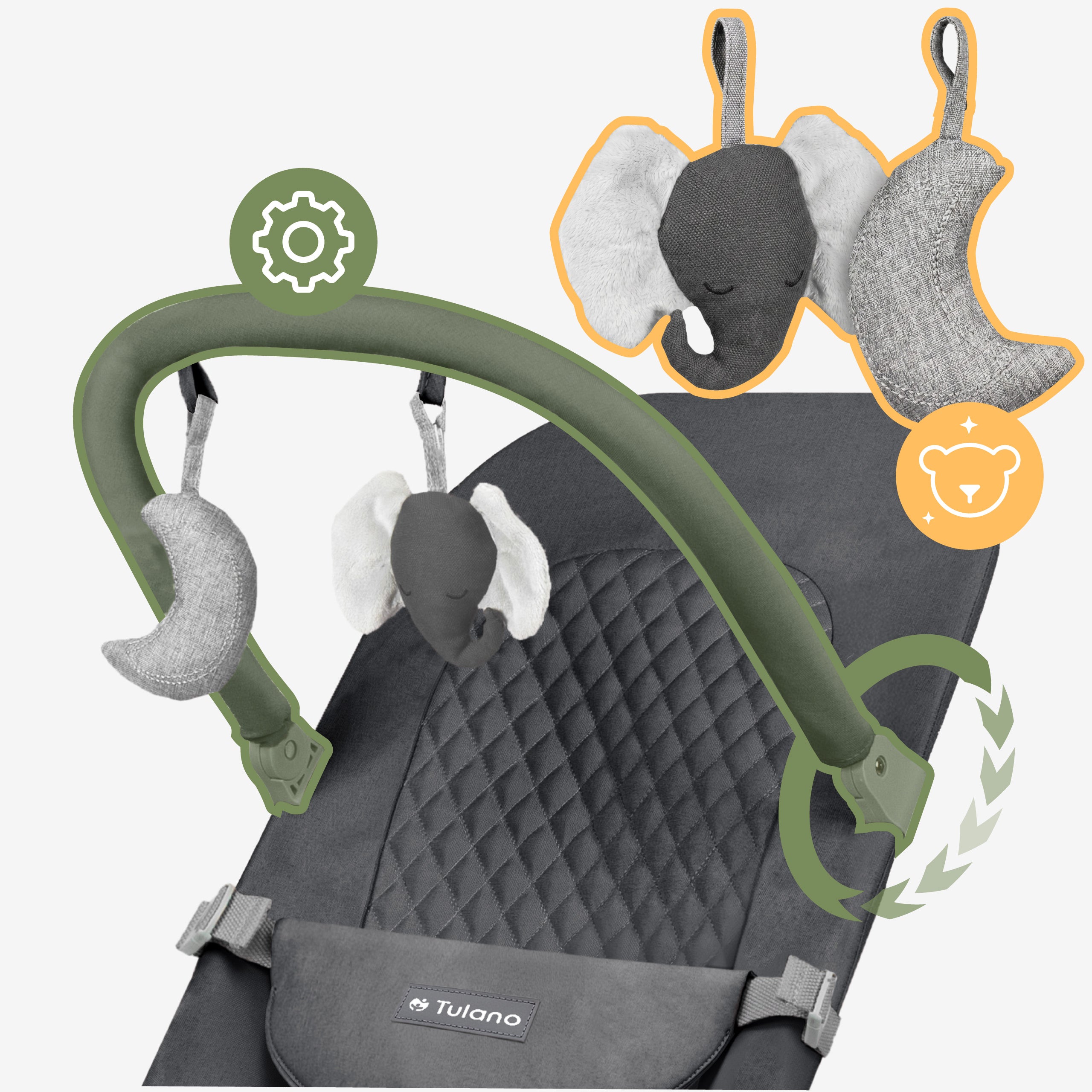 Babywippe Babyschaukel Beige Tulano Moon 30 Graphite