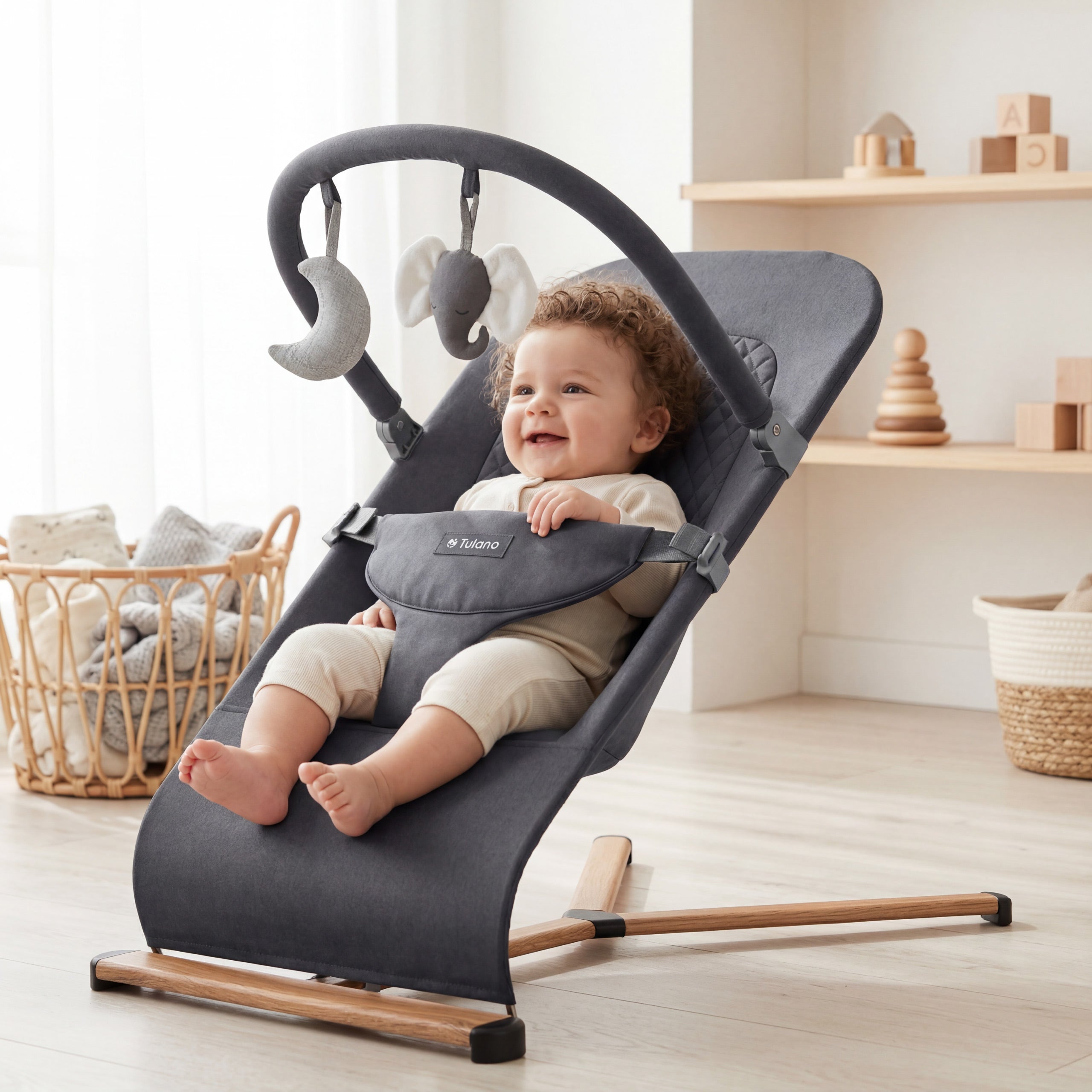 Babywippe Babyschaukel Beige Tulano Moon 30 Graphite
