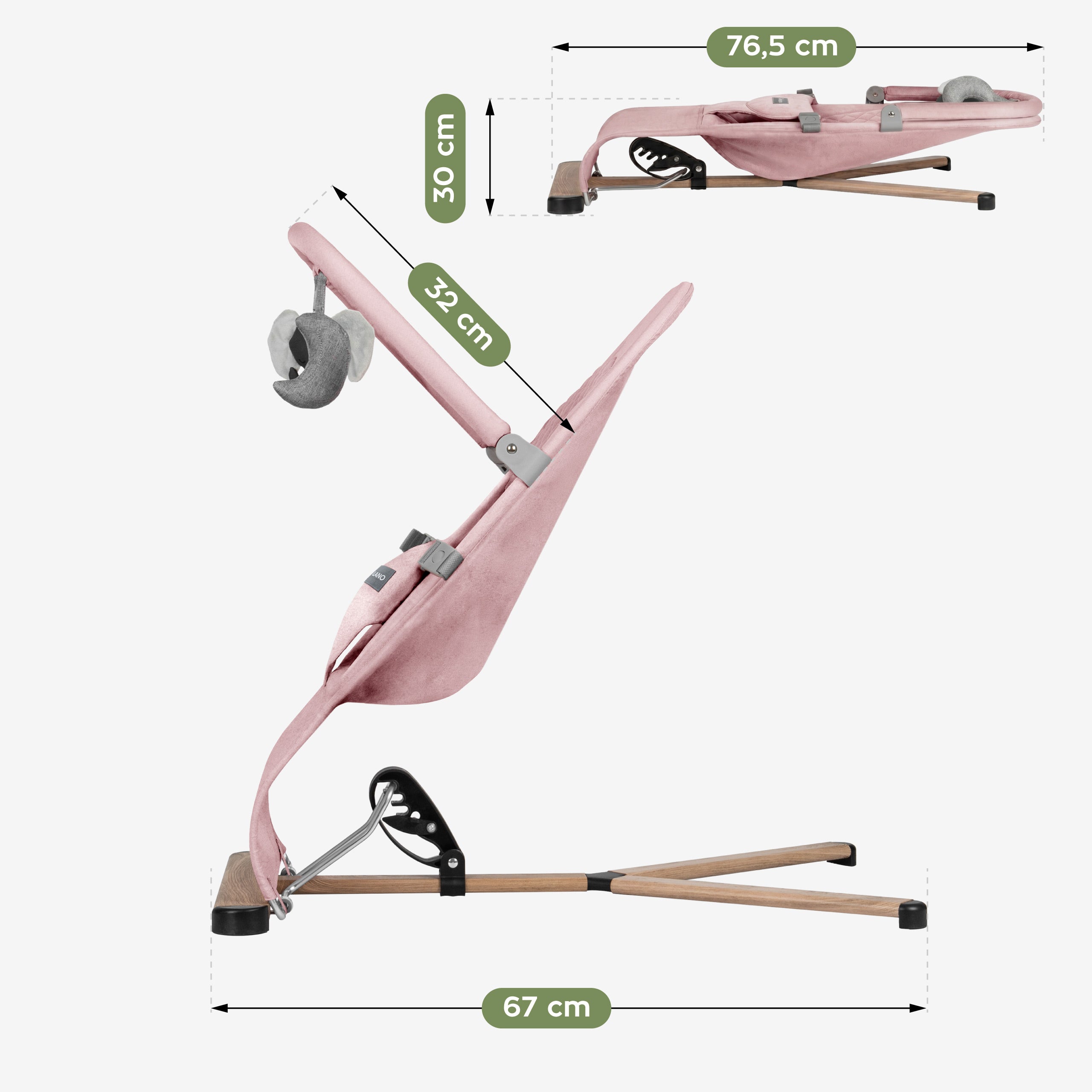 Babywippe Babyschaukel Beige Tulano Moon 30 Pink