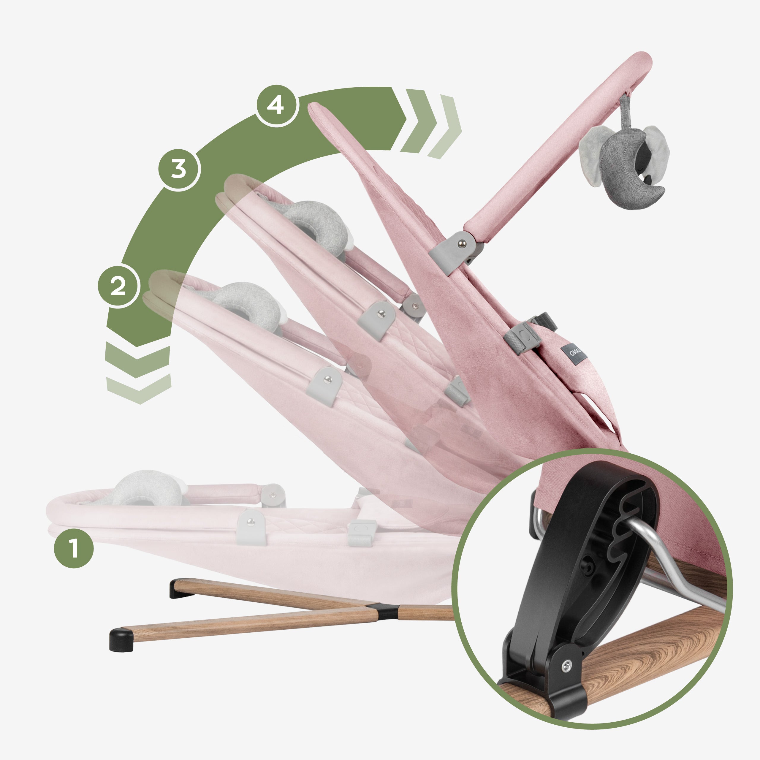 Babywippe Babyschaukel Beige Tulano Moon 30 Pink