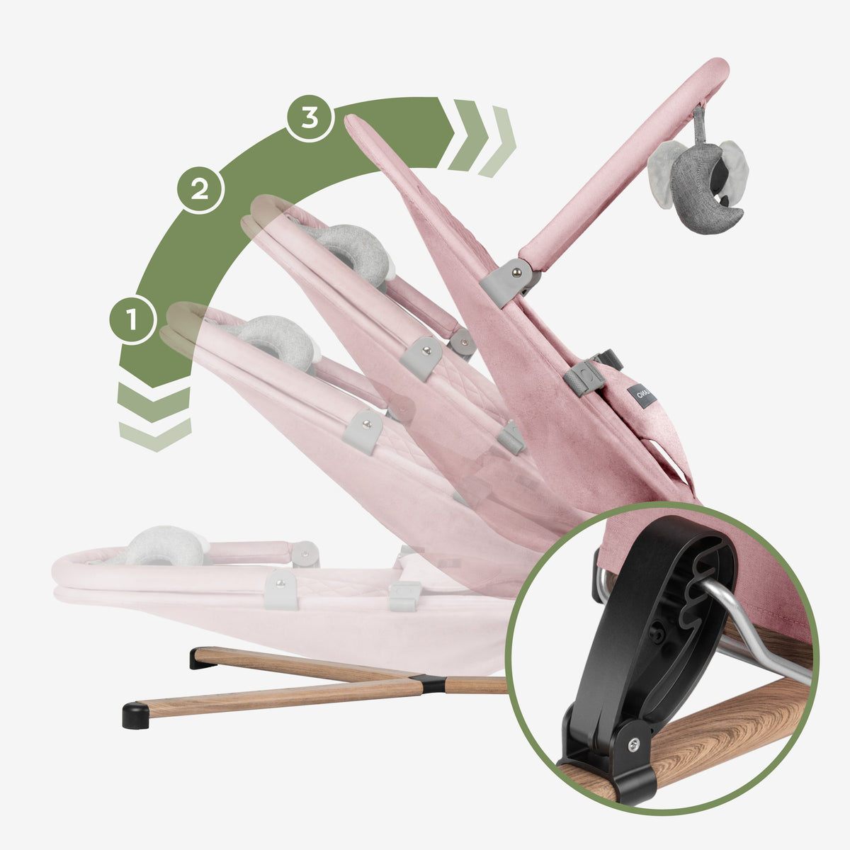 Babywippe Babyschaukel Beige Tulano Moon 30 Pink