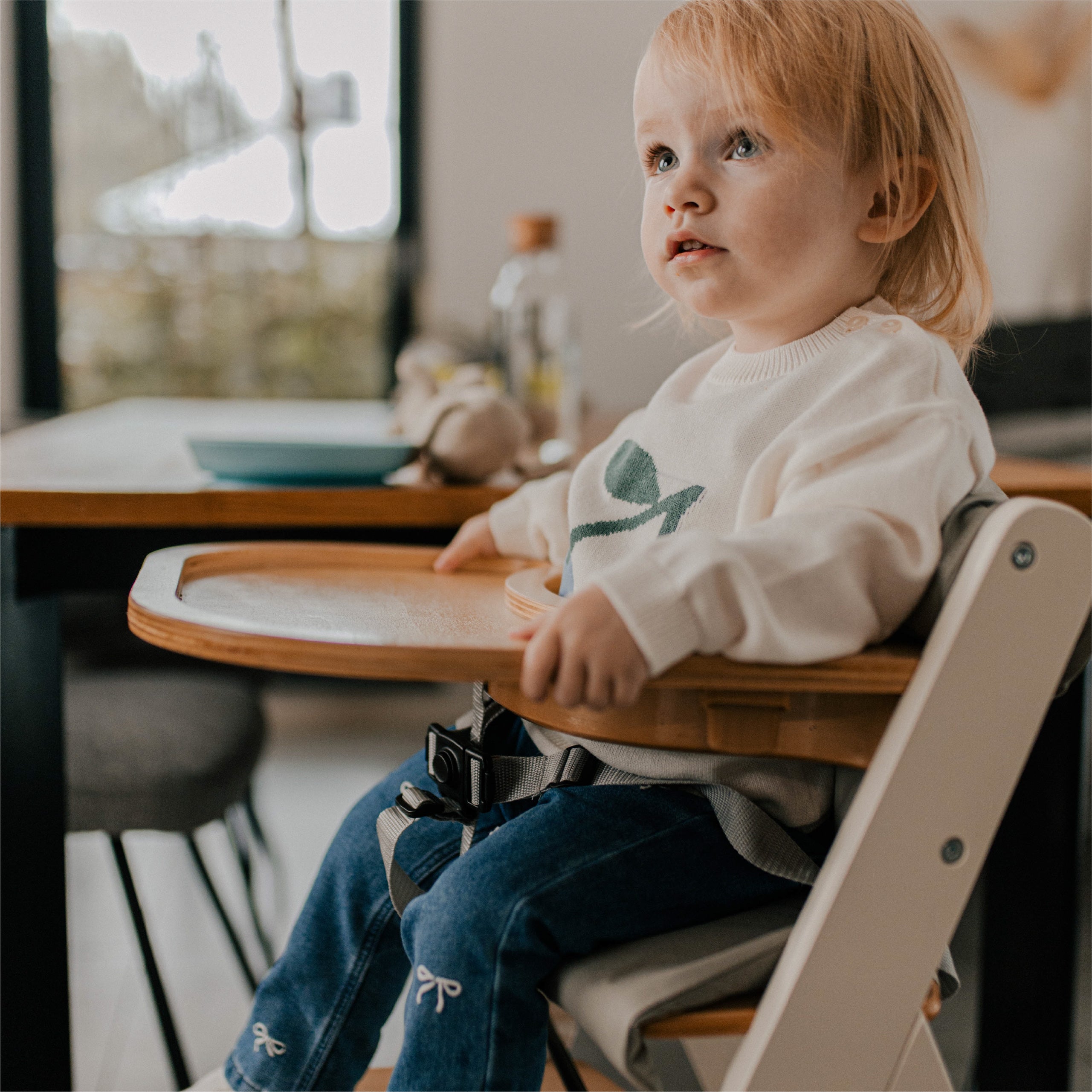 Tulano Morsel 40 Weiß-Natur Holz-Hochstuhl 