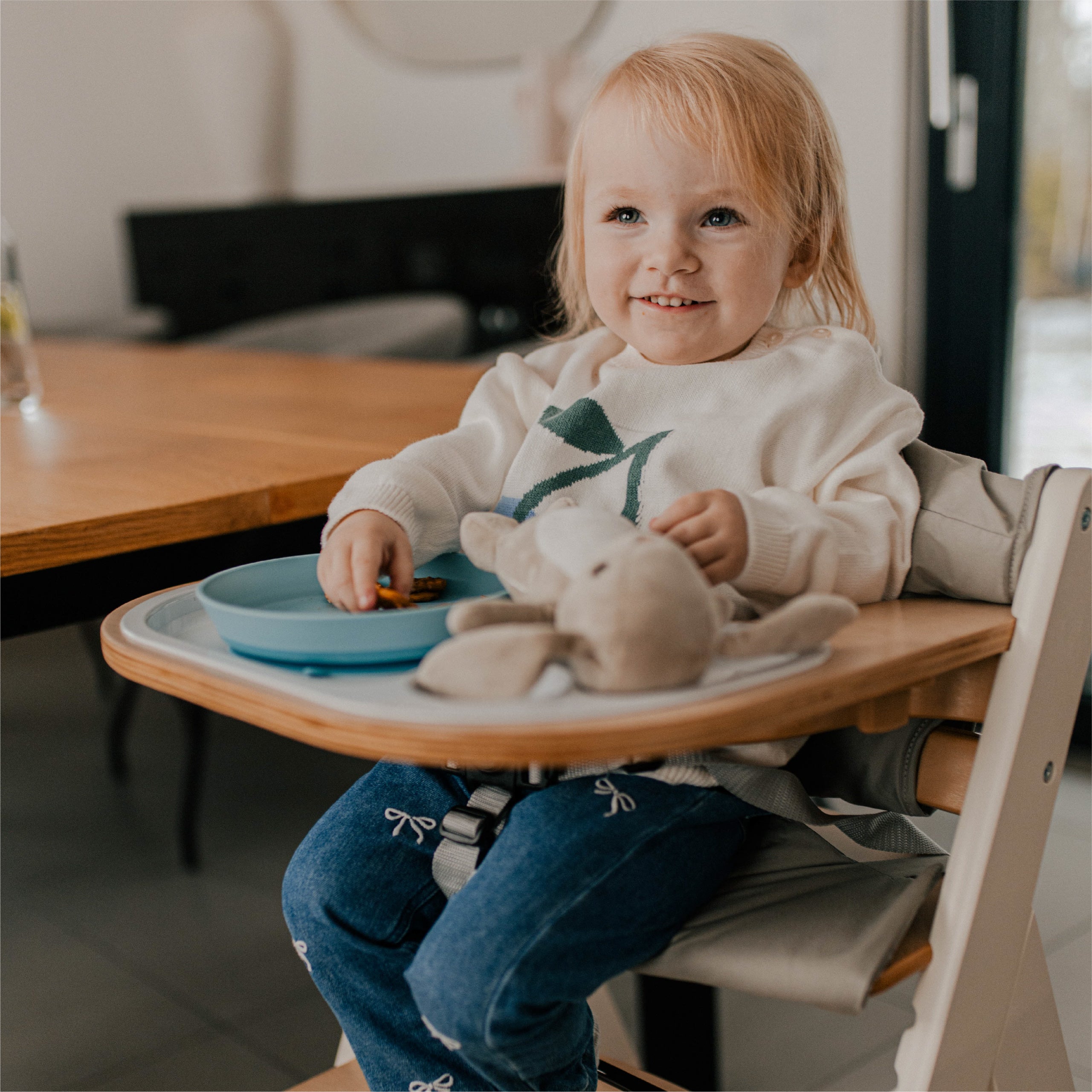 Tulano Morsel 40 Weiß-Natur Holz-Hochstuhl 