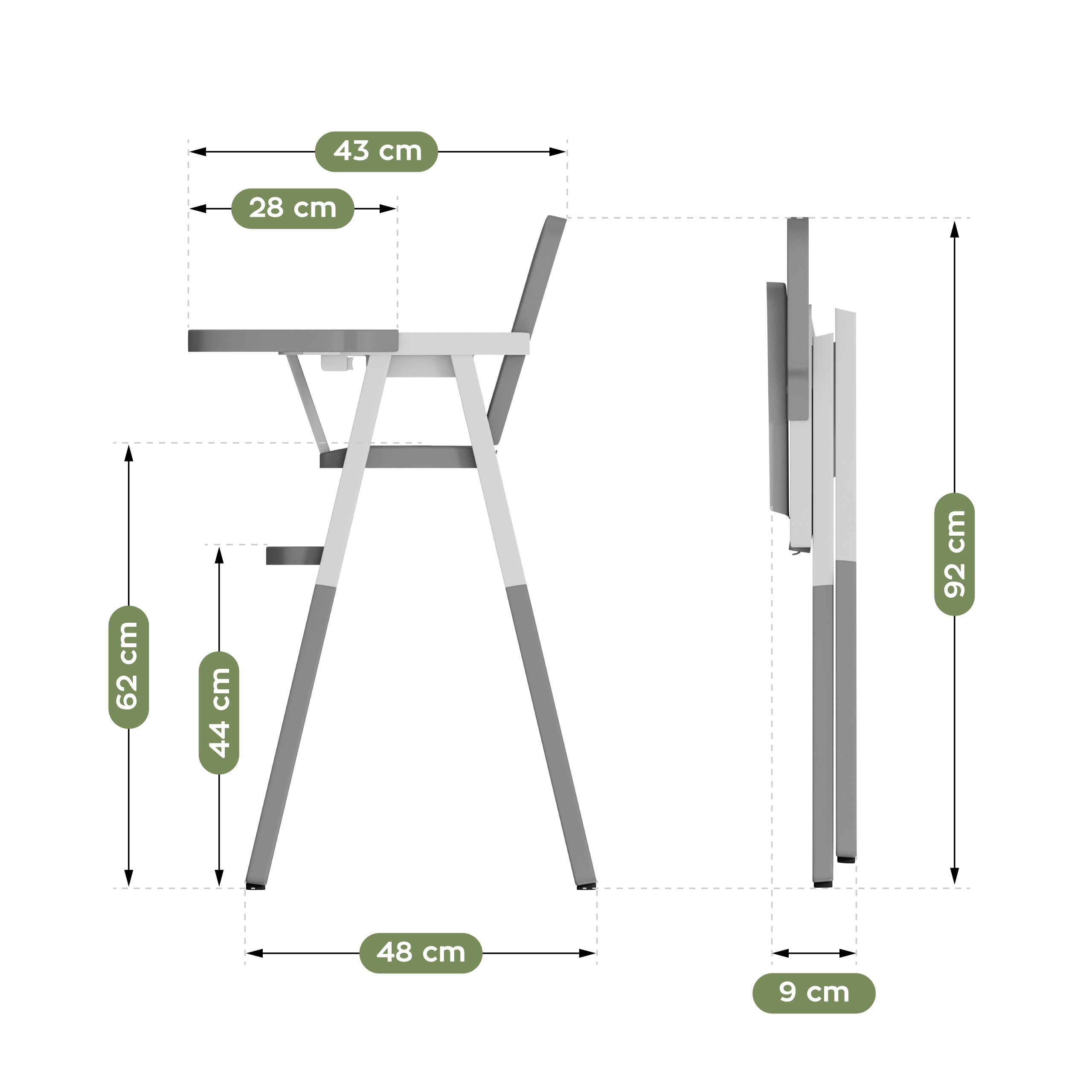 Tulano Morsel 25 Grau-Weißer Kunststoff-Hochstuhl 