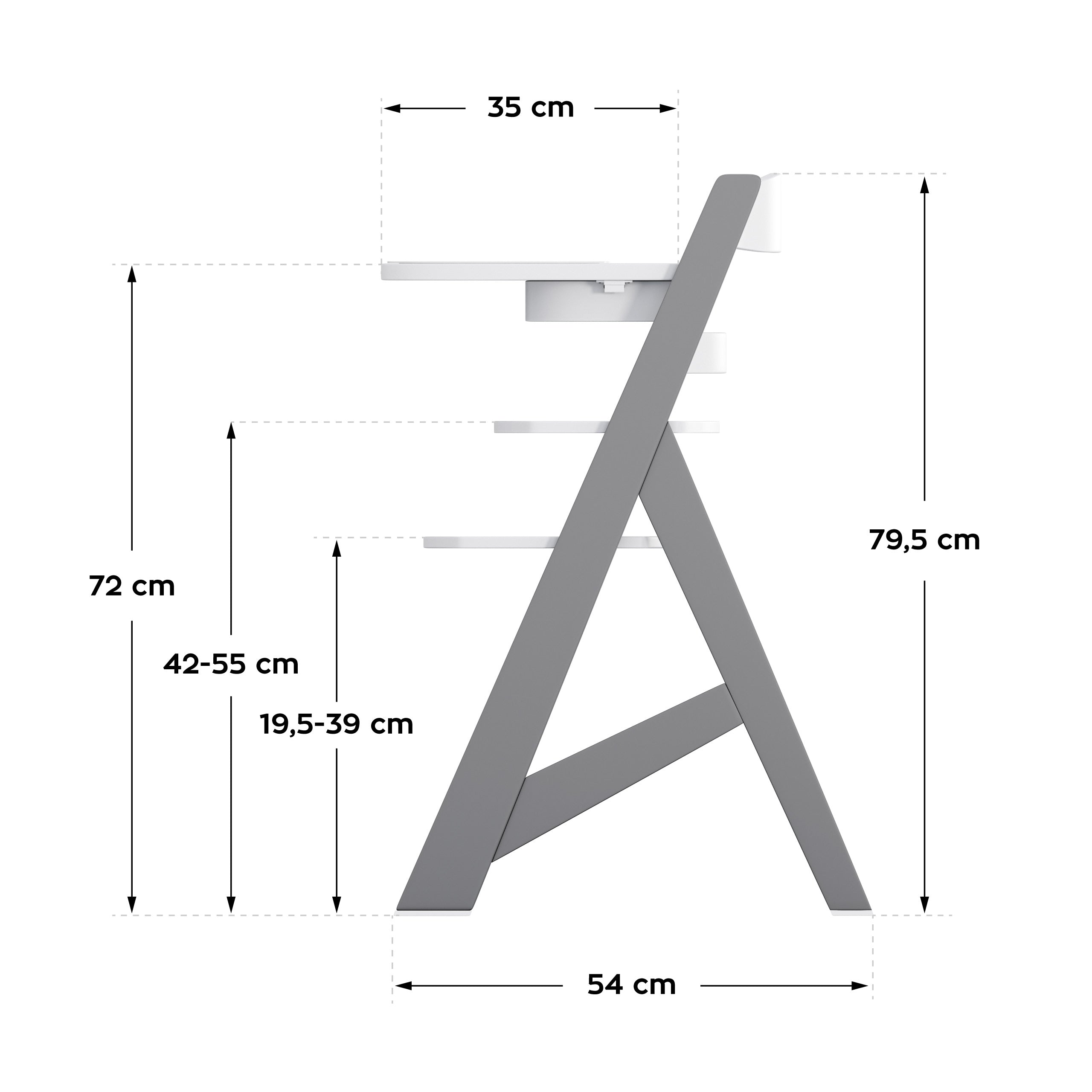 Tulano Morsel 40 Grau-Weißer Holzhochstuhl 