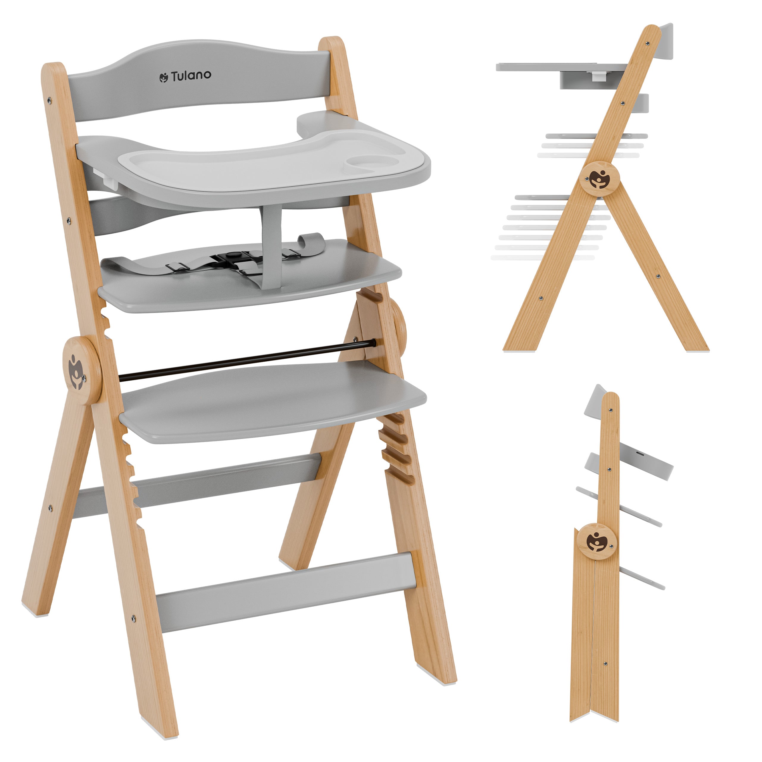 Tulano Morsel 45 Hochstuhl aus naturgrauem Holz 