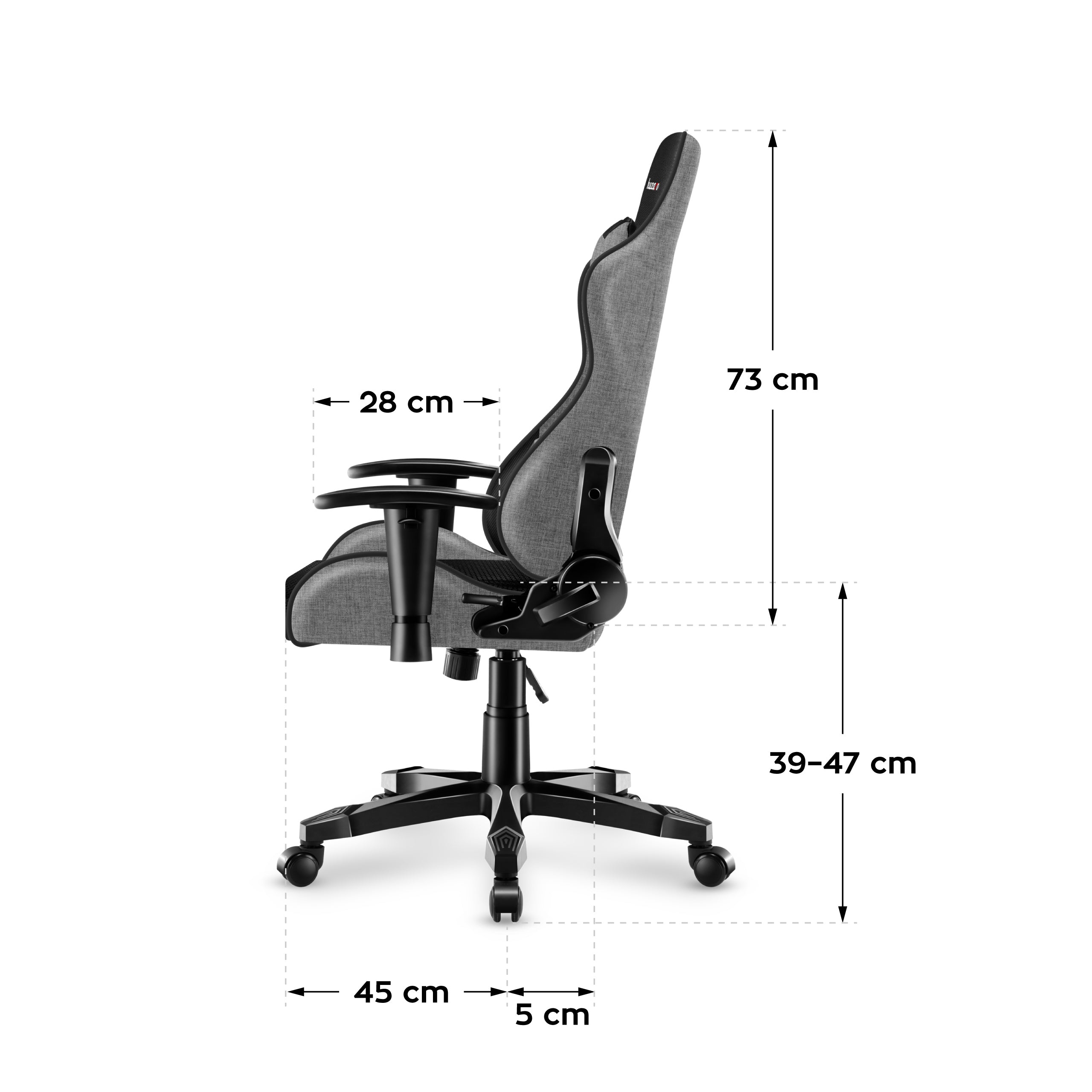 HUZARO RANGER 6.0 Grauer Mesh-Gaming-Stuhl für Kinder 