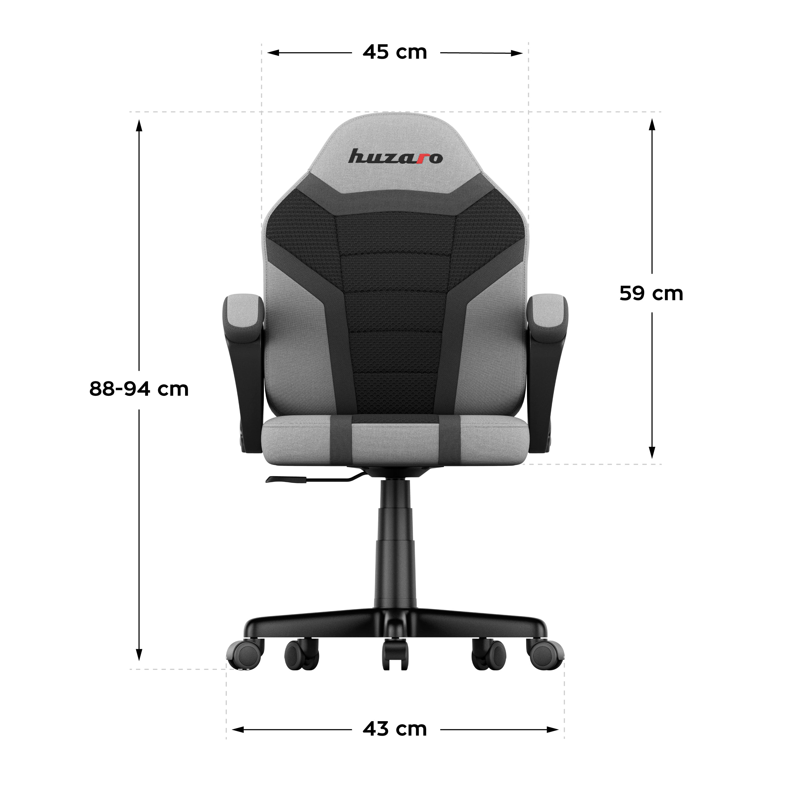 HUZARO RANGER 1.0 Grauer Mesh-Gaming-Stuhl für Kinder 