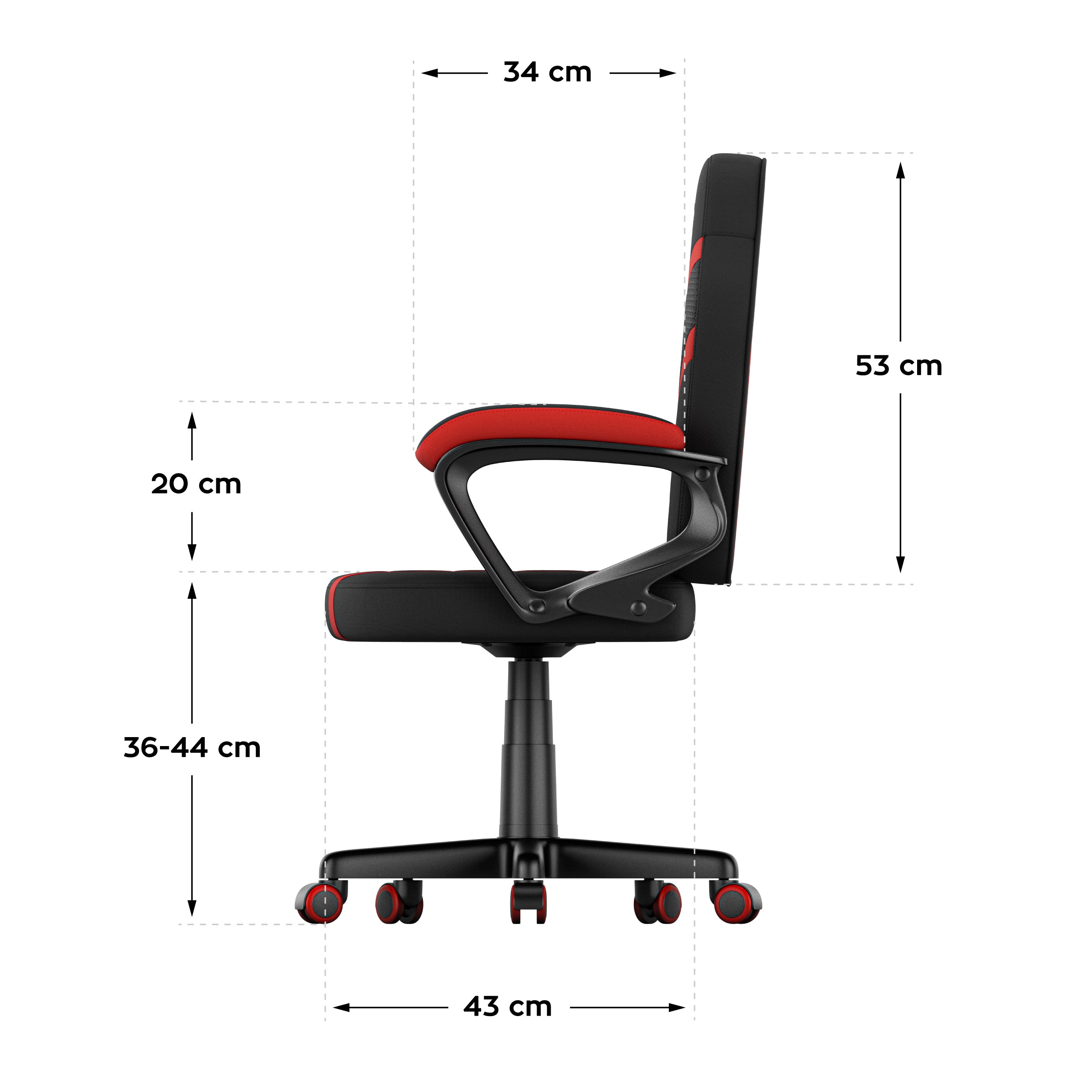 HUZARO RANGER 1.0 Roter Mesh-Gaming-Stuhl für Kinder 