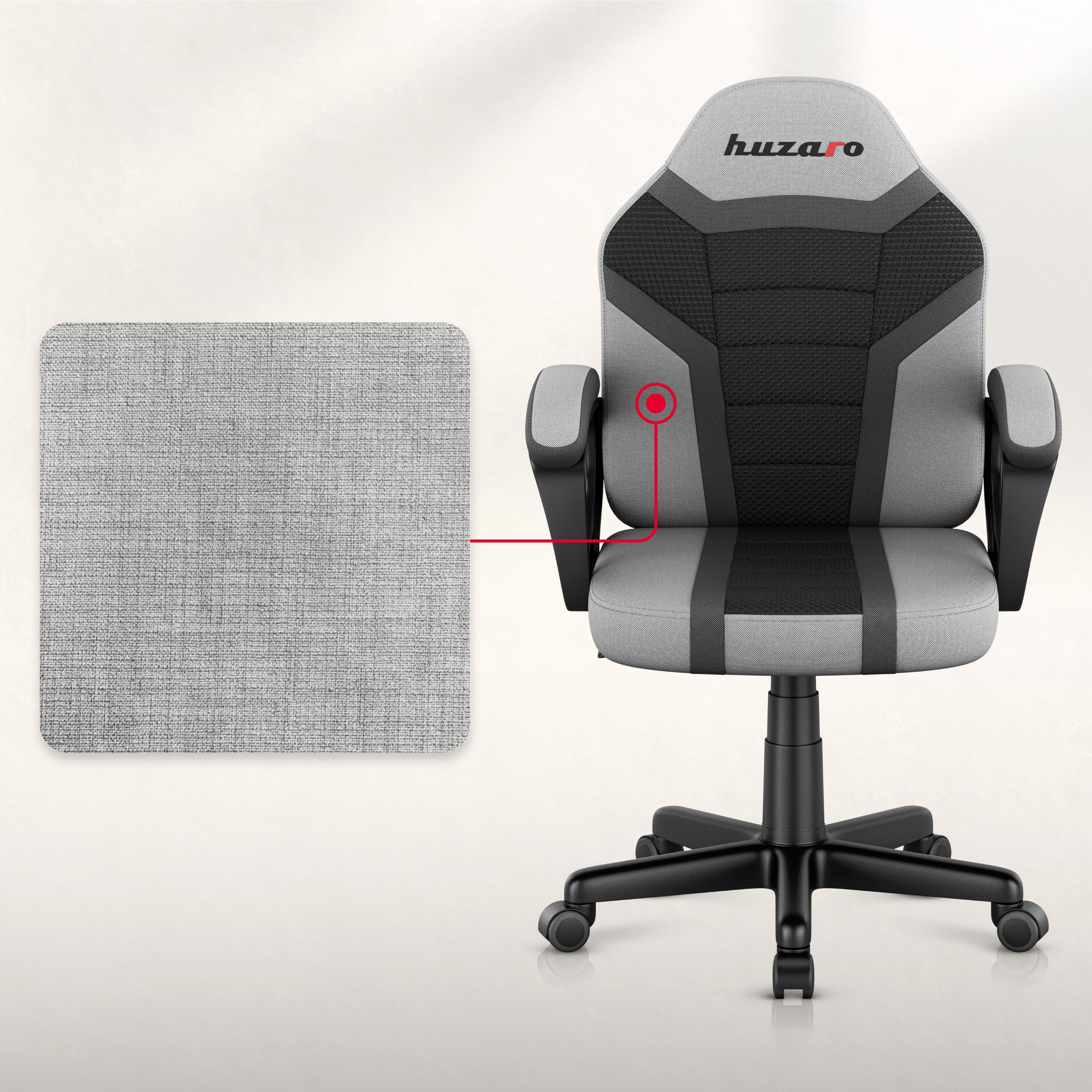 HUZARO RANGER 1.0 Grauer Mesh-Gaming-Stuhl für Kinder 