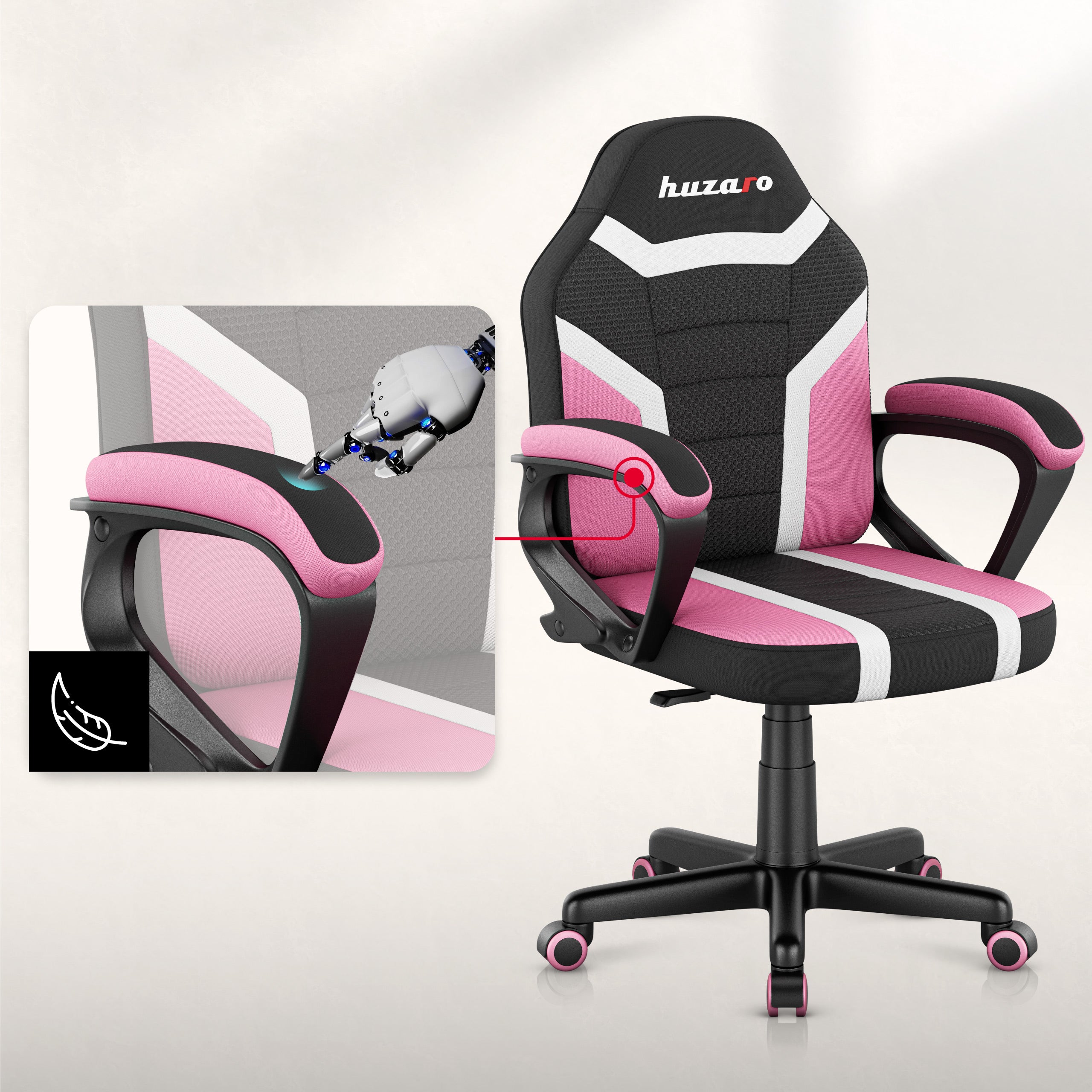 HUZARO RANGER 1.0 Pink Mesh Gaming-Stuhl für Kinder 