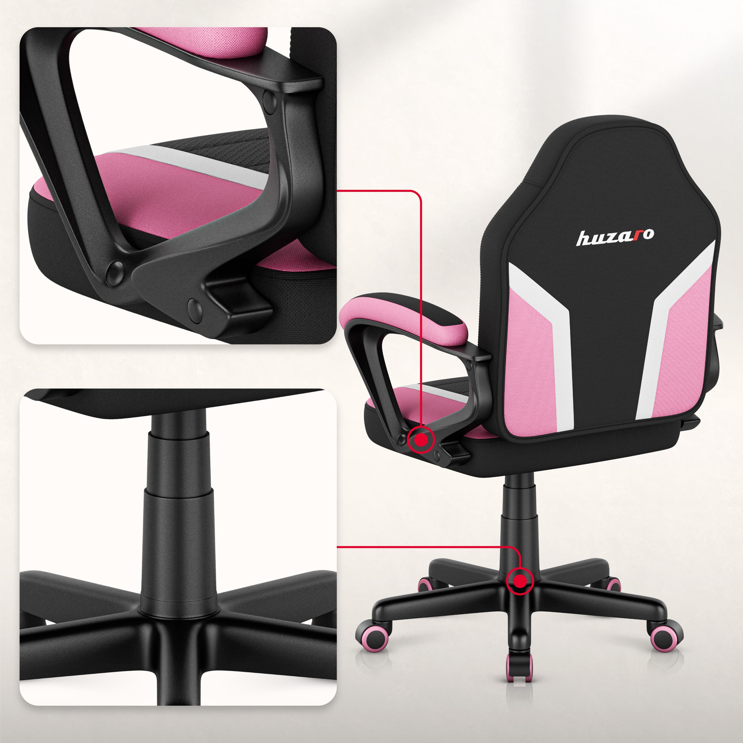 HUZARO RANGER 1.0 Pink Mesh Gaming-Stuhl für Kinder 