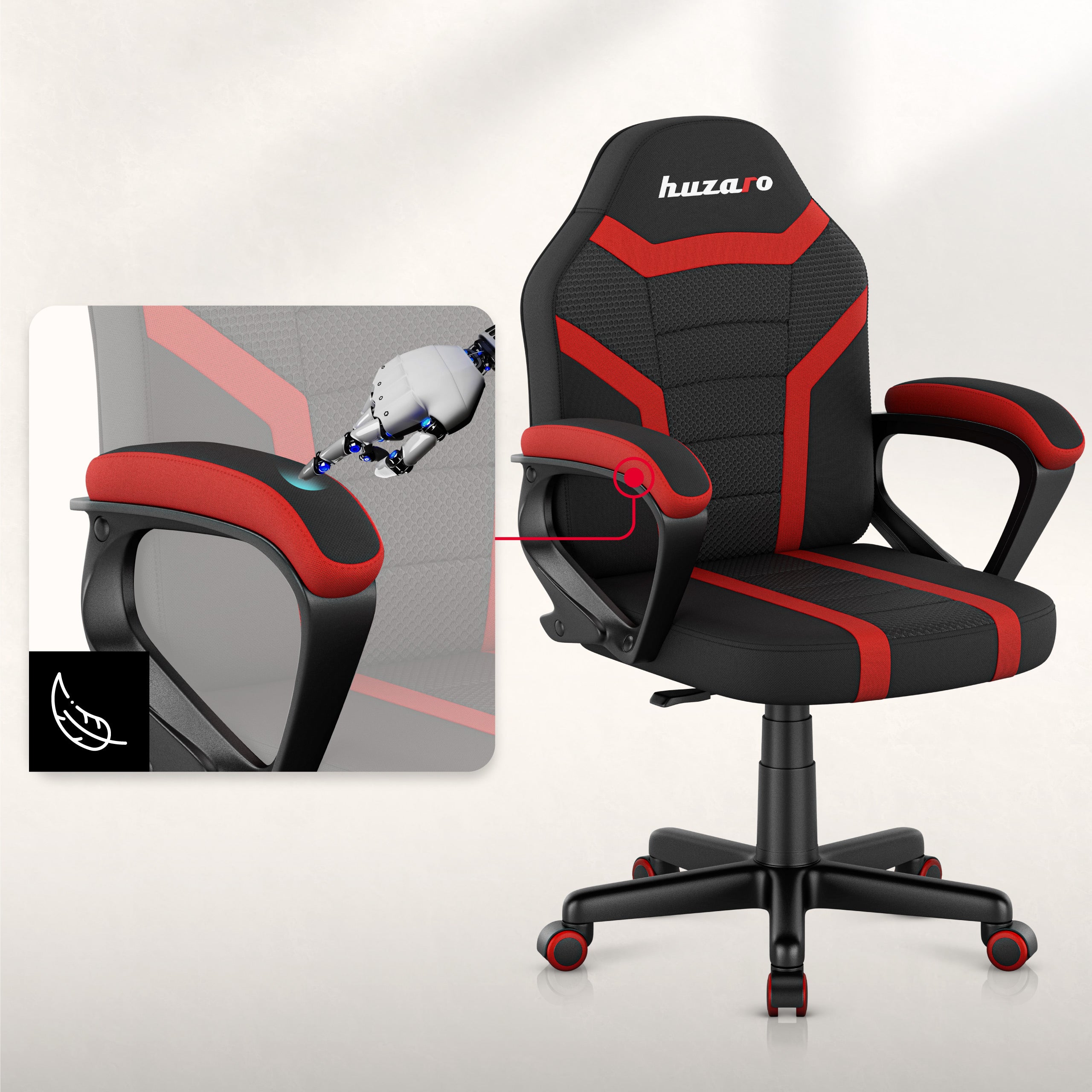 HUZARO RANGER 1.0 Roter Mesh-Gaming-Stuhl für Kinder 