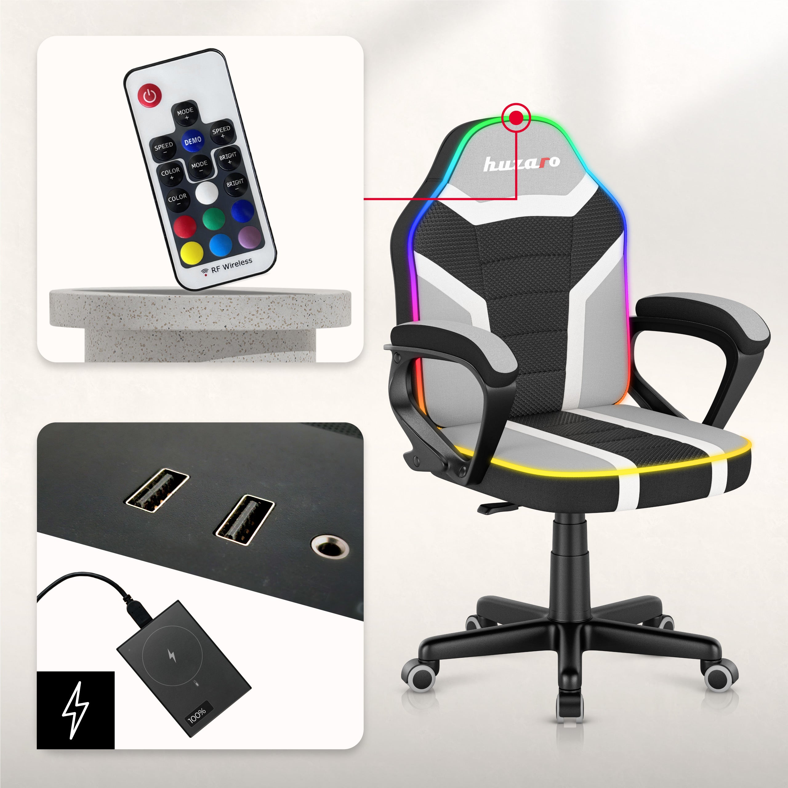 Huzaro Ranger 1.0 RGB Gaming-Stuhl für Kinder 