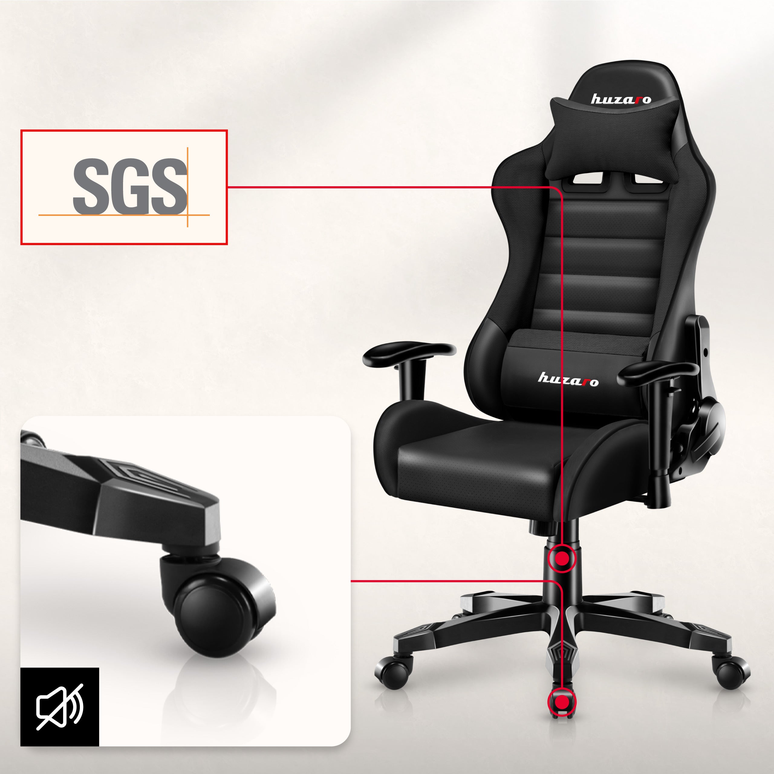 HUZARO RANGER 6.0 Schwarzer Gaming-Stuhl für Kinder 