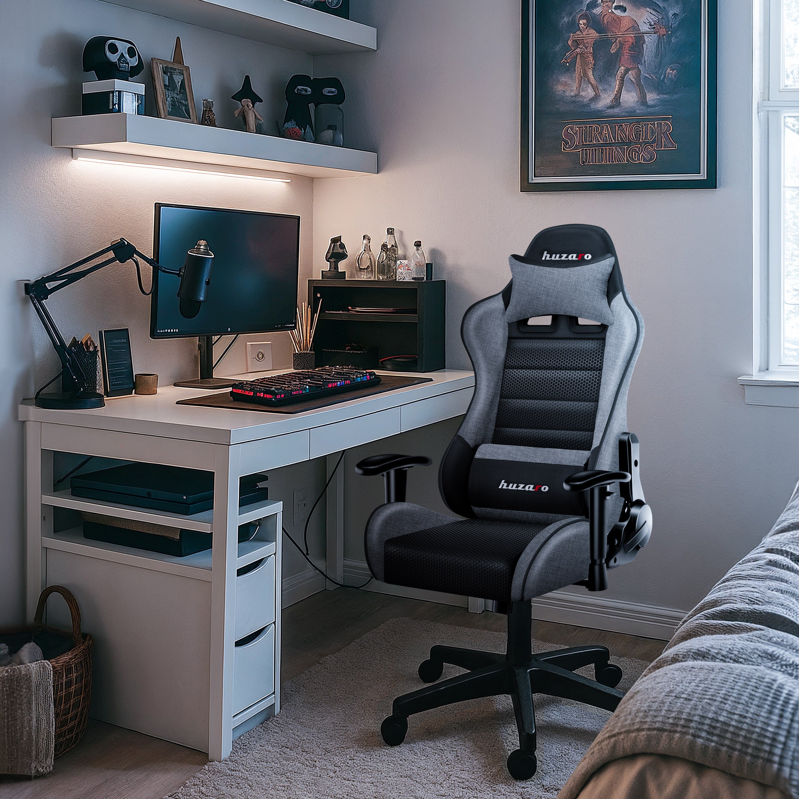 HUZARO RANGER 6.0 Grauer Mesh-Gaming-Stuhl für Kinder 