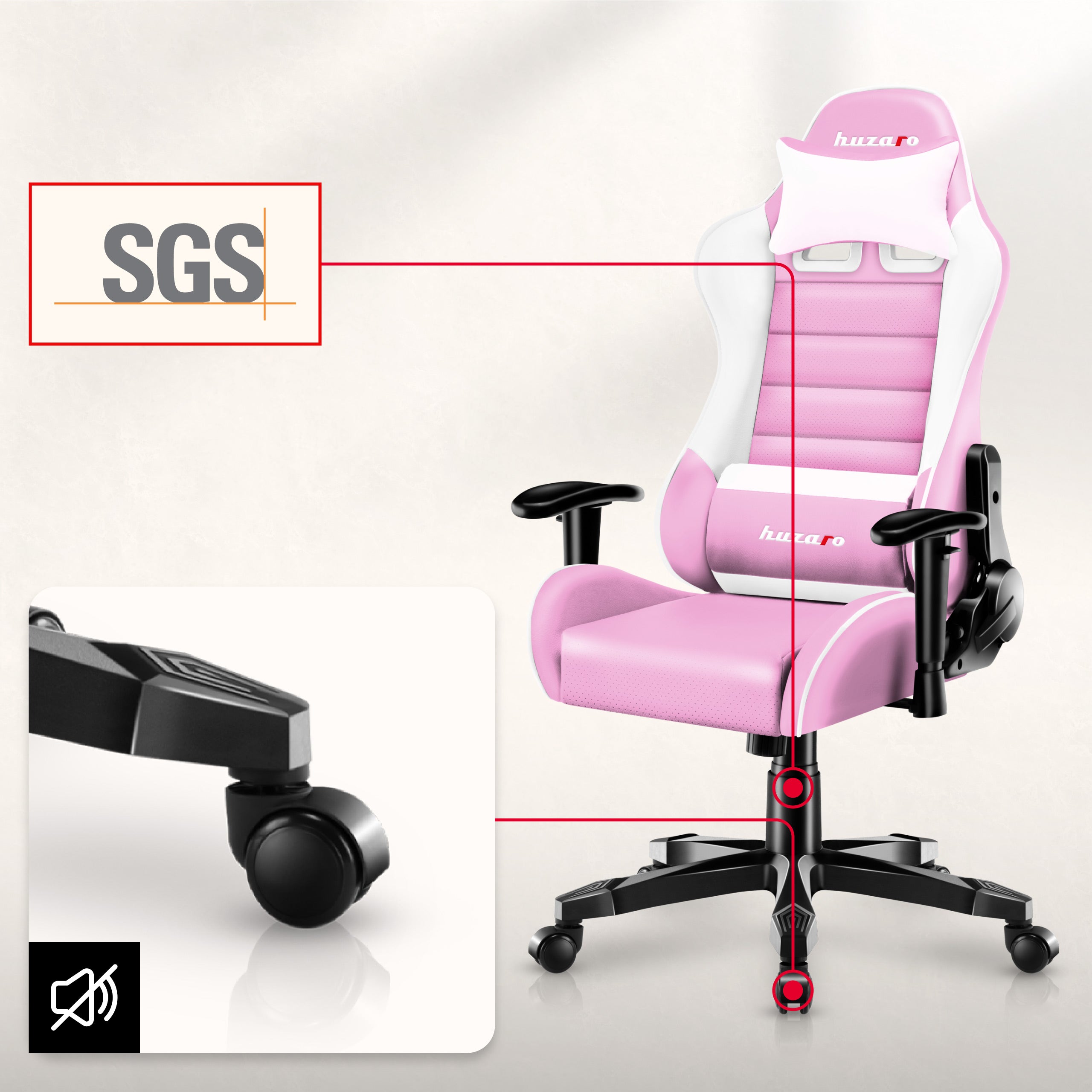 HUZARO RANGER 6.0 Pinker Gaming-Stuhl für Kinder 