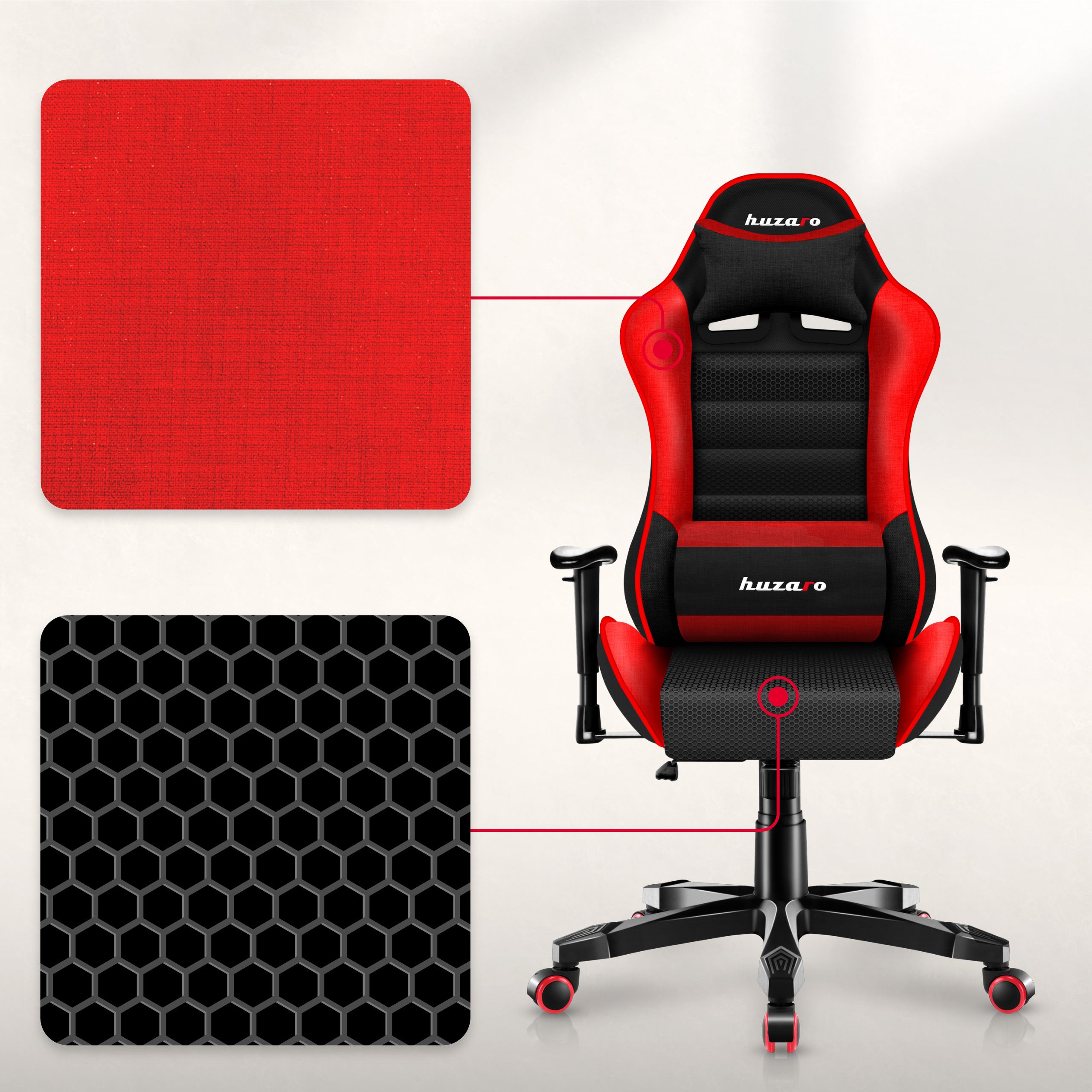 HUZARO RANGER 6.0 Roter Mesh-Gaming-Stuhl für Kinder 