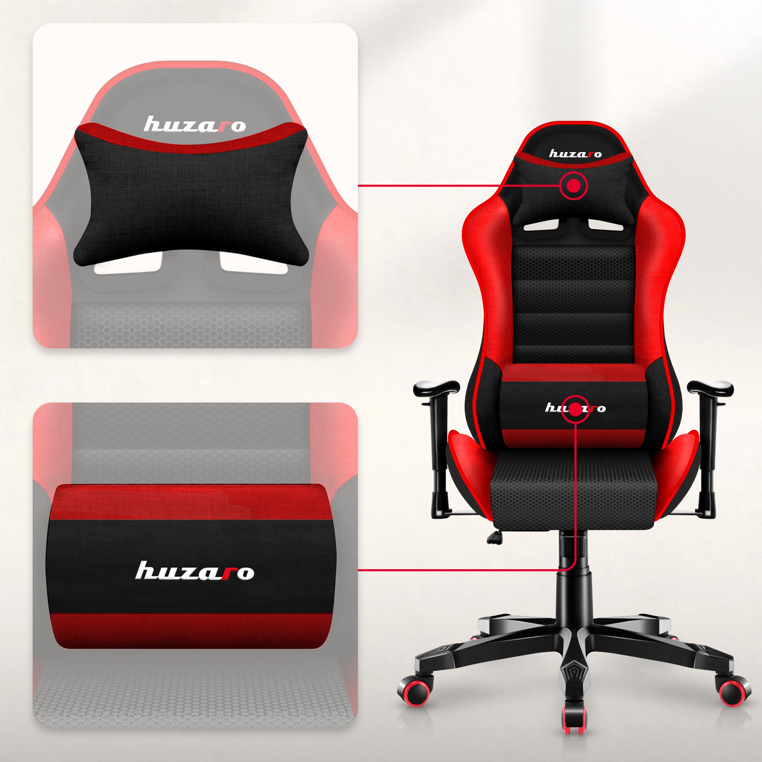 HUZARO RANGER 6.0 Roter Mesh-Gaming-Stuhl für Kinder 