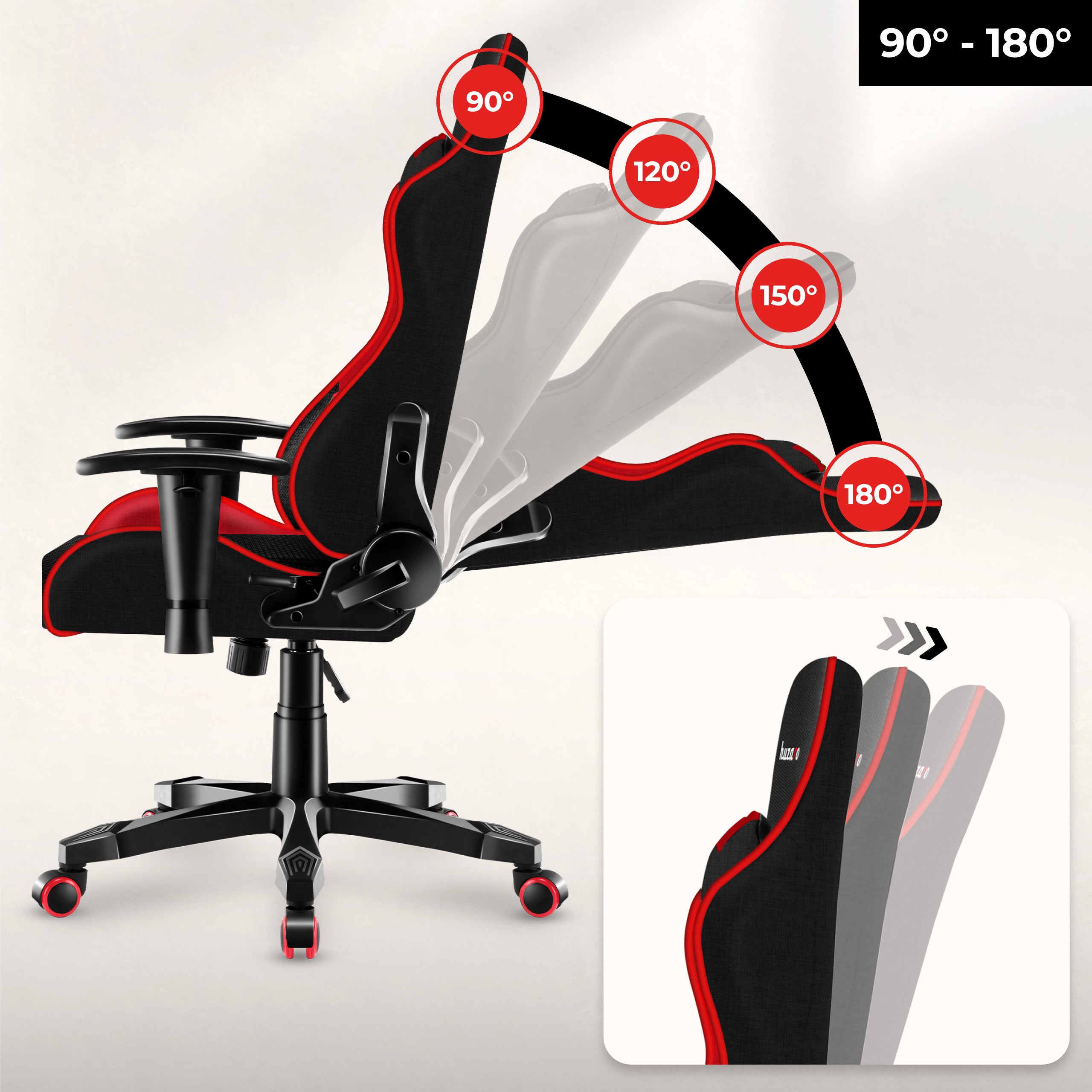 HUZARO RANGER 6.0 Roter Mesh-Gaming-Stuhl für Kinder 