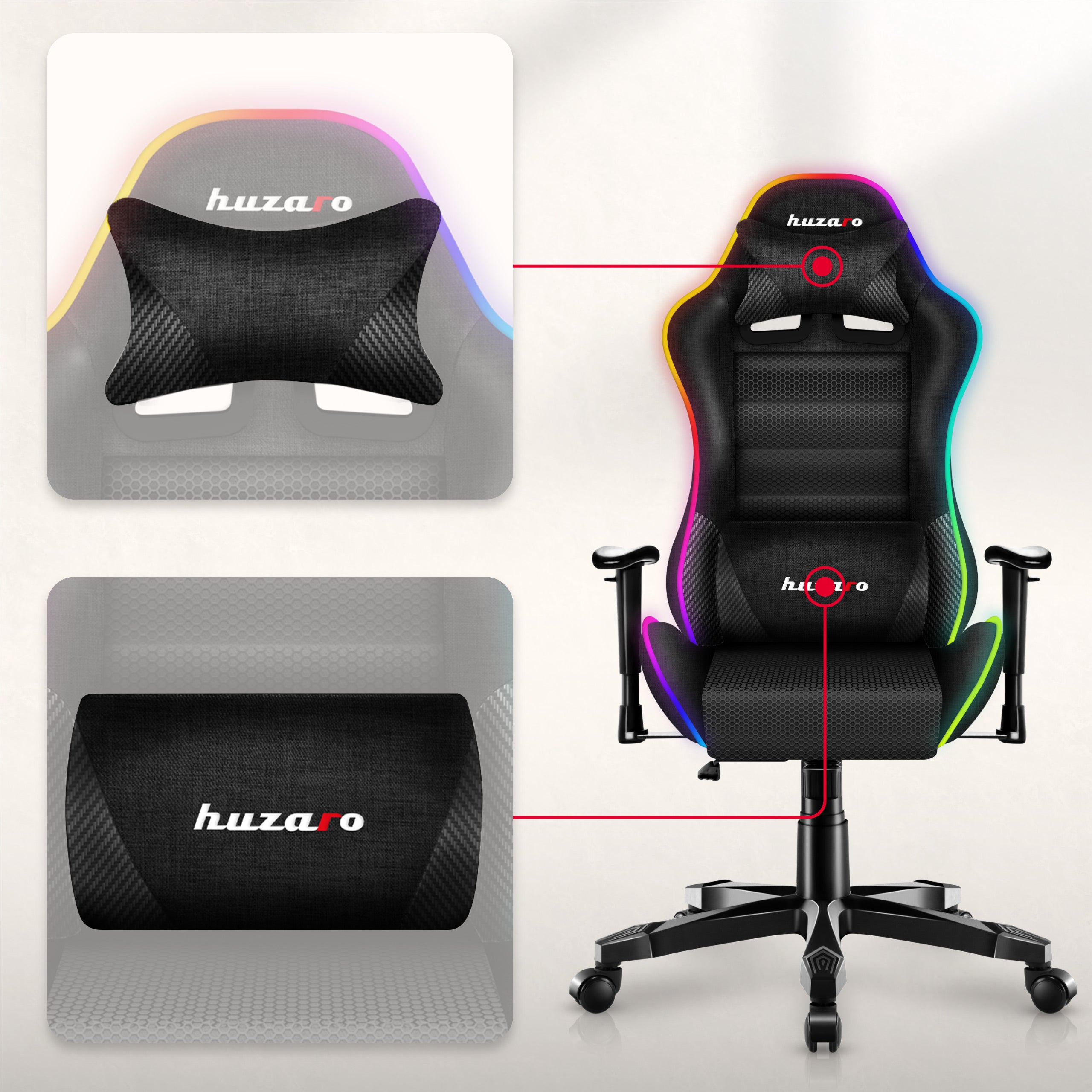 HUZARO RANGER 6.0 RGB Mesh Gaming-Stuhl für Kinder 