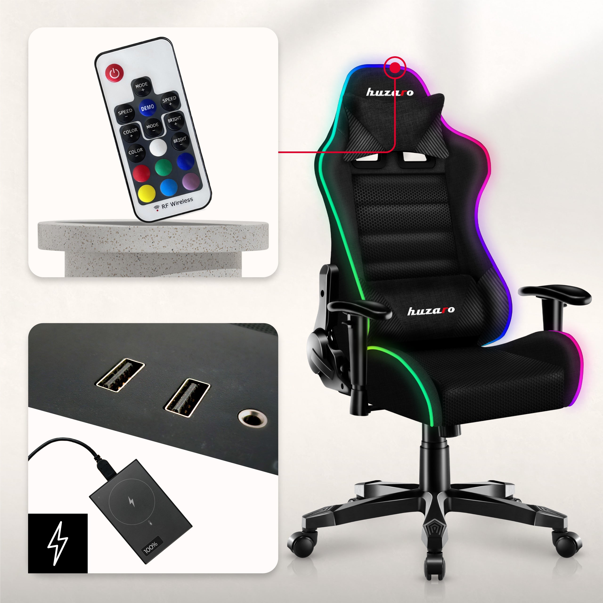 HUZARO RANGER 6.0 RGB Mesh Gaming-Stuhl für Kinder 