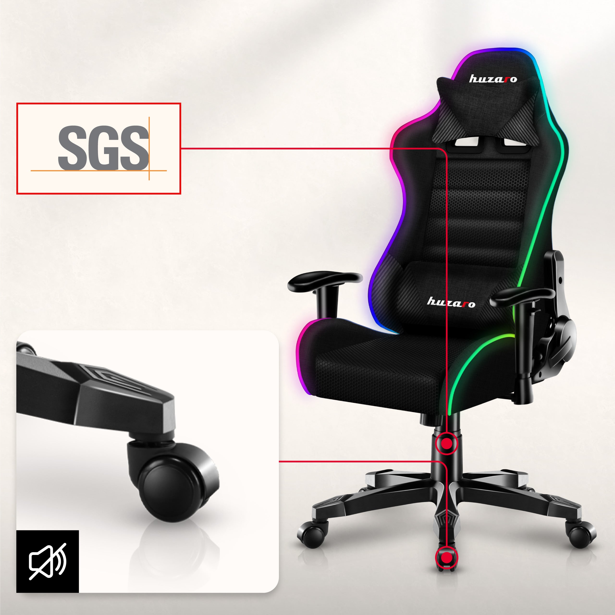 HUZARO RANGER 6.0 RGB Mesh Gaming-Stuhl für Kinder 