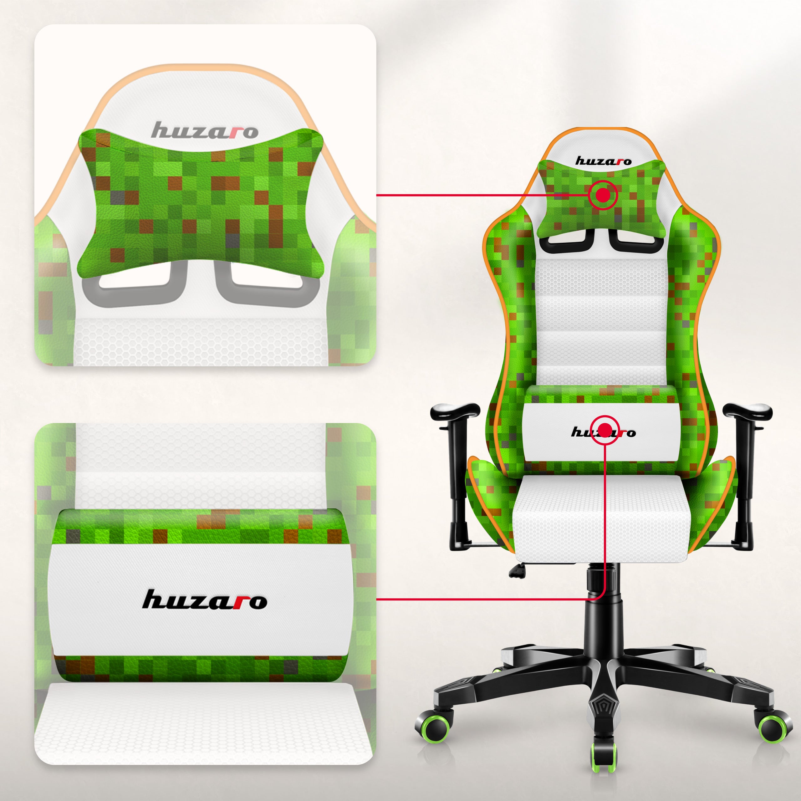 Huzaro Ranger 6.0 Pixel Weißer Kinder-Gaming-Stuhl 