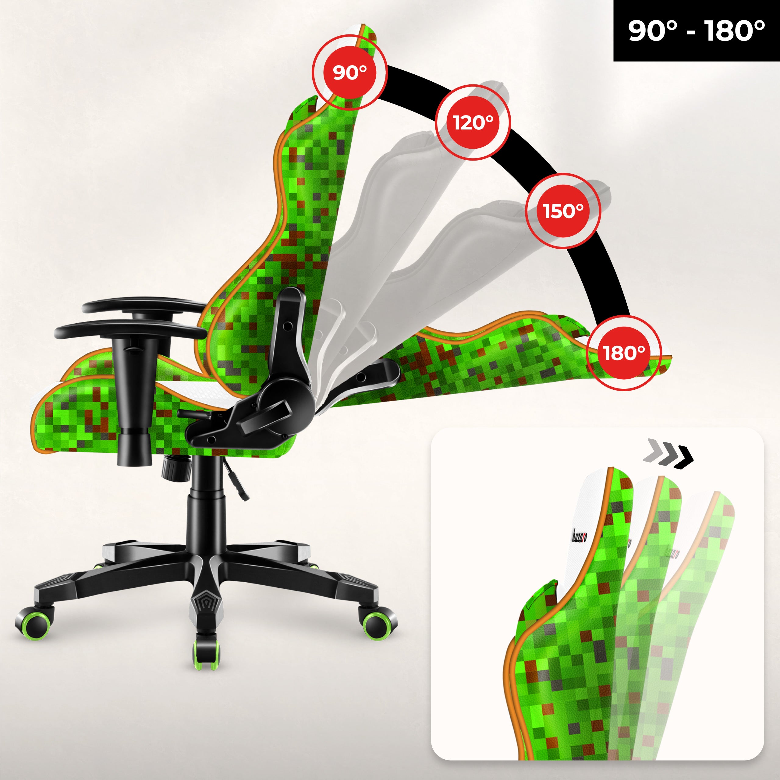 Huzaro Ranger 6.0 Pixel Weißer Kinder-Gaming-Stuhl 