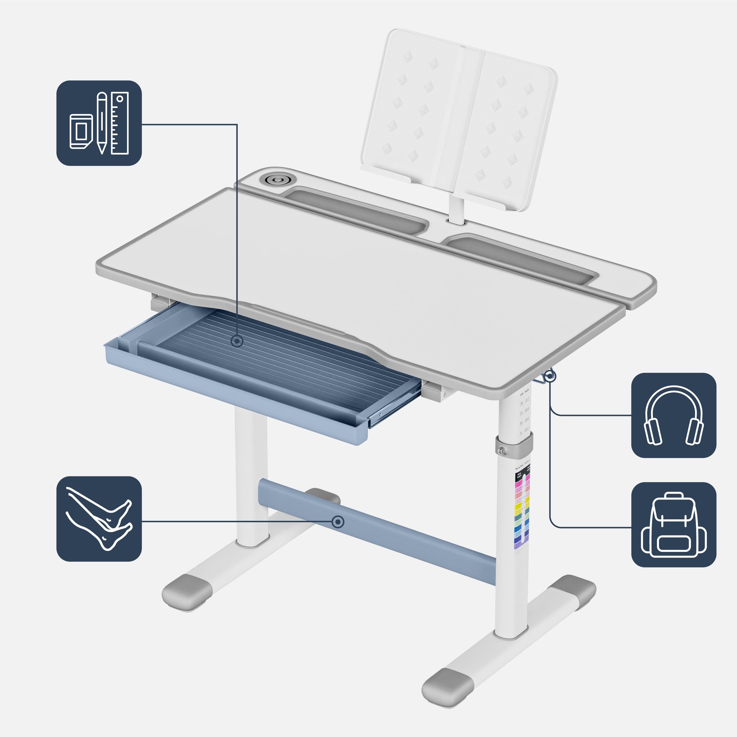 Ergonomischer Kinderschreibtisch Mark Adler Study 3.0 66 cm 