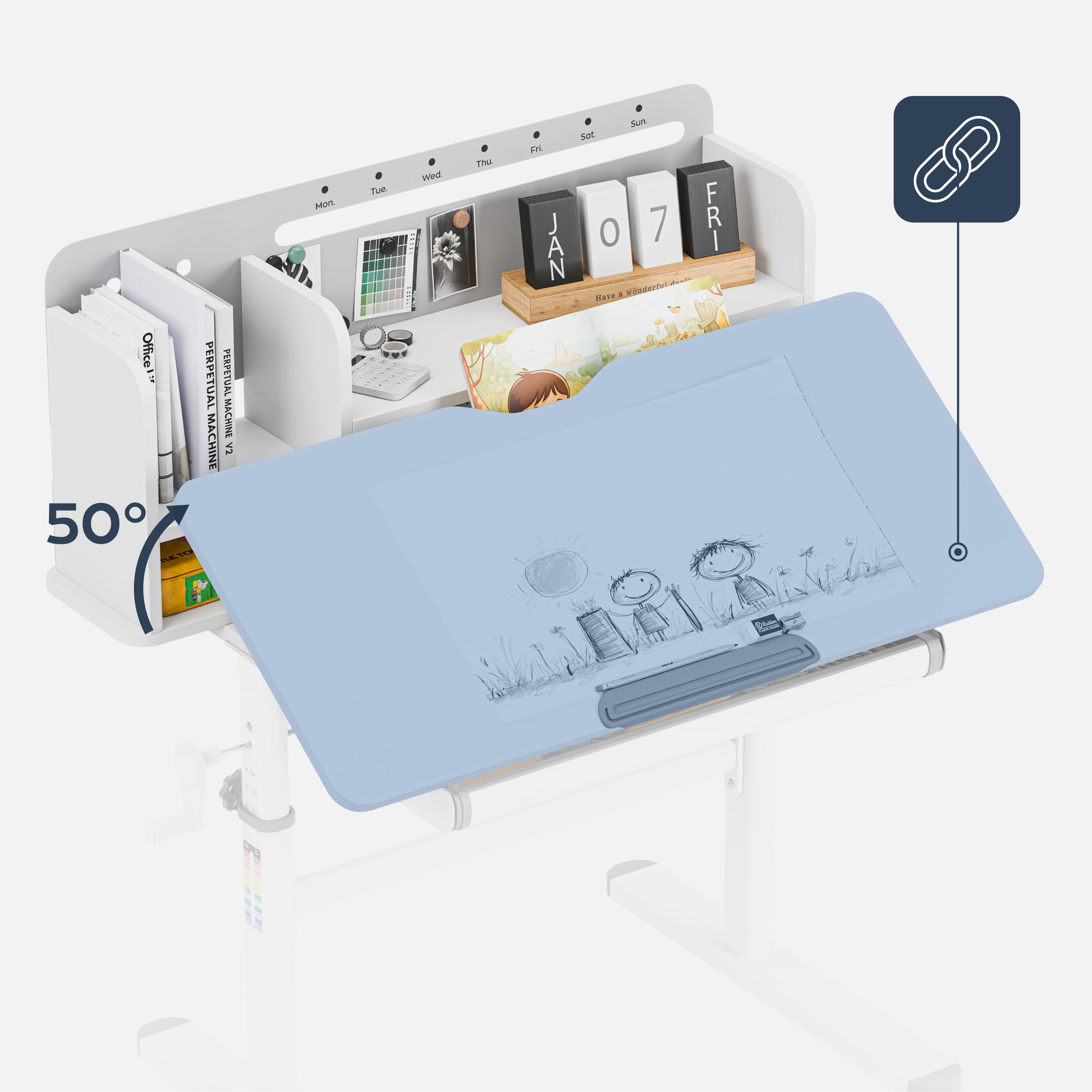 Mark Adler Study 5.0 Gray Ergonomischer Kinderschreibtisch 90 cm