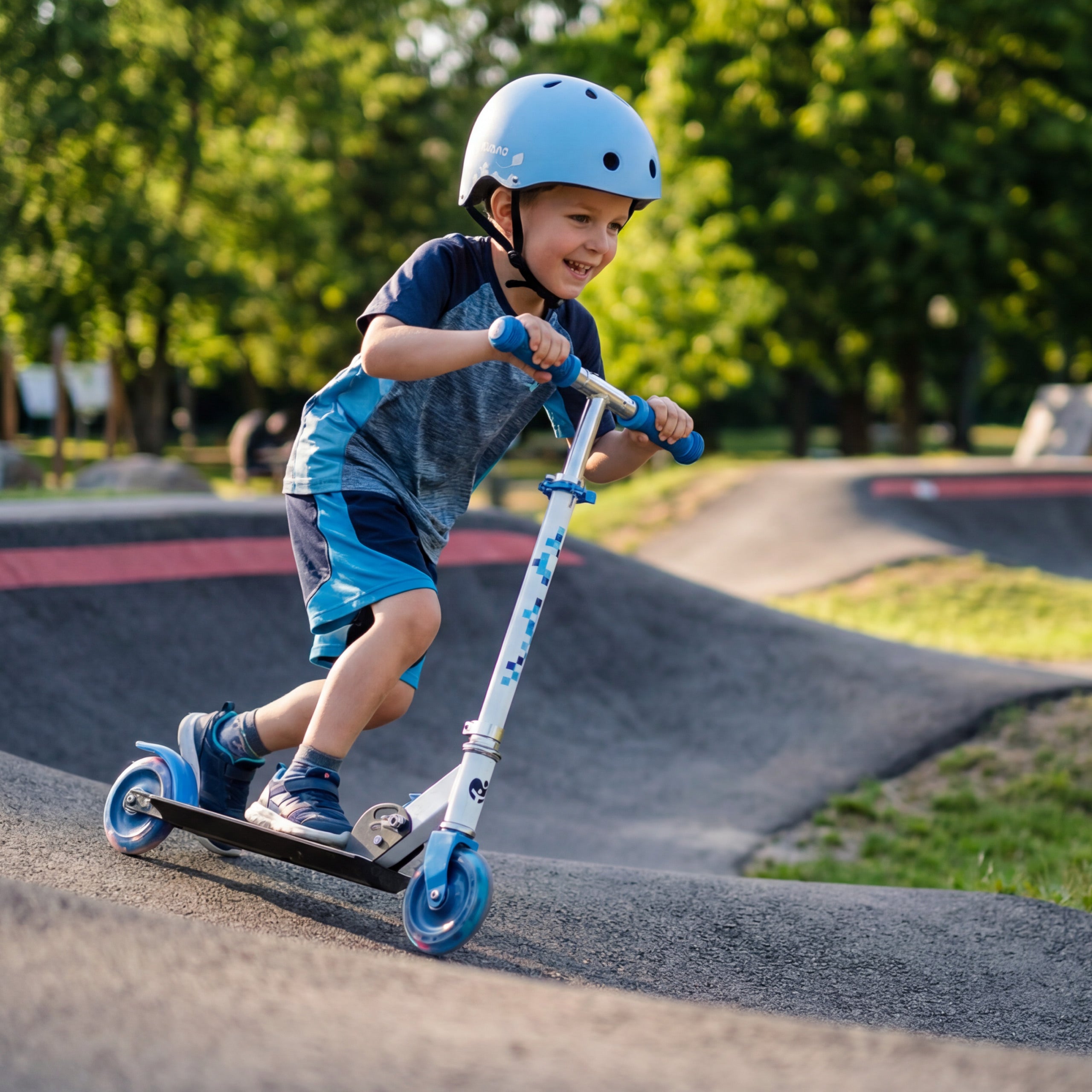 Tulano Zigzag 35 Blauer Kinderroller 