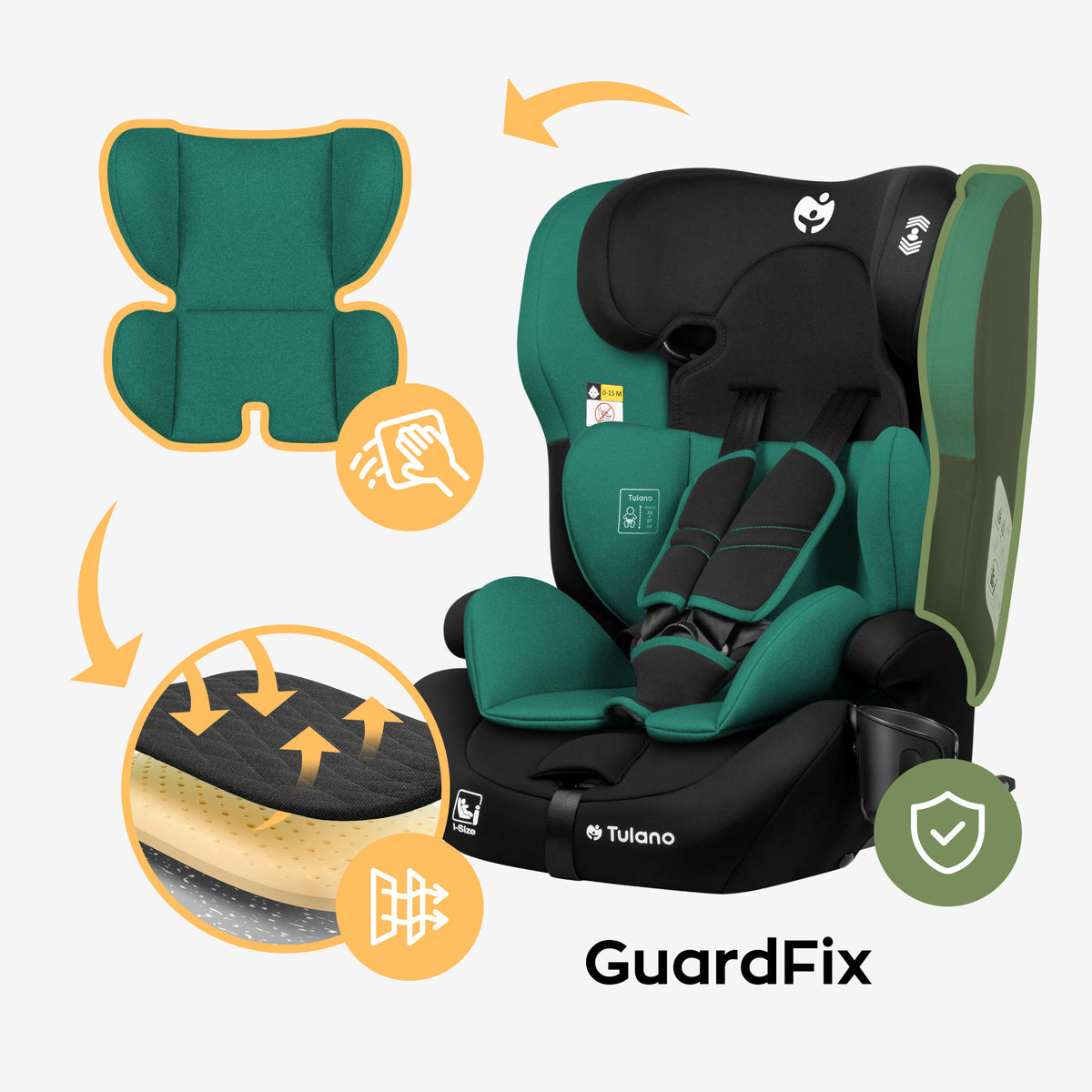 Kindersitz Tulano 76-150 cm Zooma 45 Green I-Size