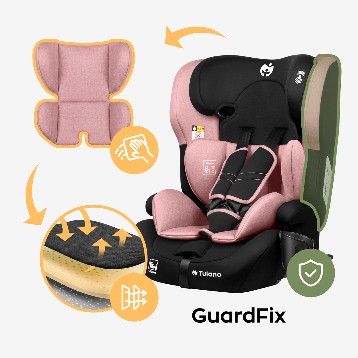 Kindersitz Tulano 76-150 cm Zooma 45 Pink I-Size