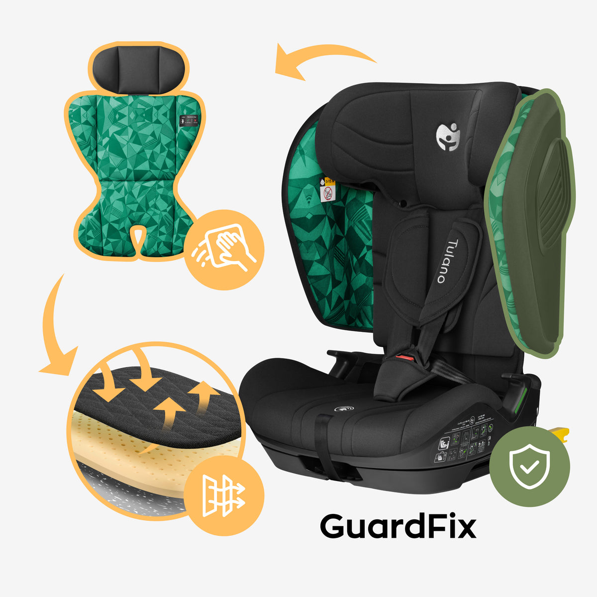 Kindersitz Tulano 76-105 cm Zooma 55 Black-Green