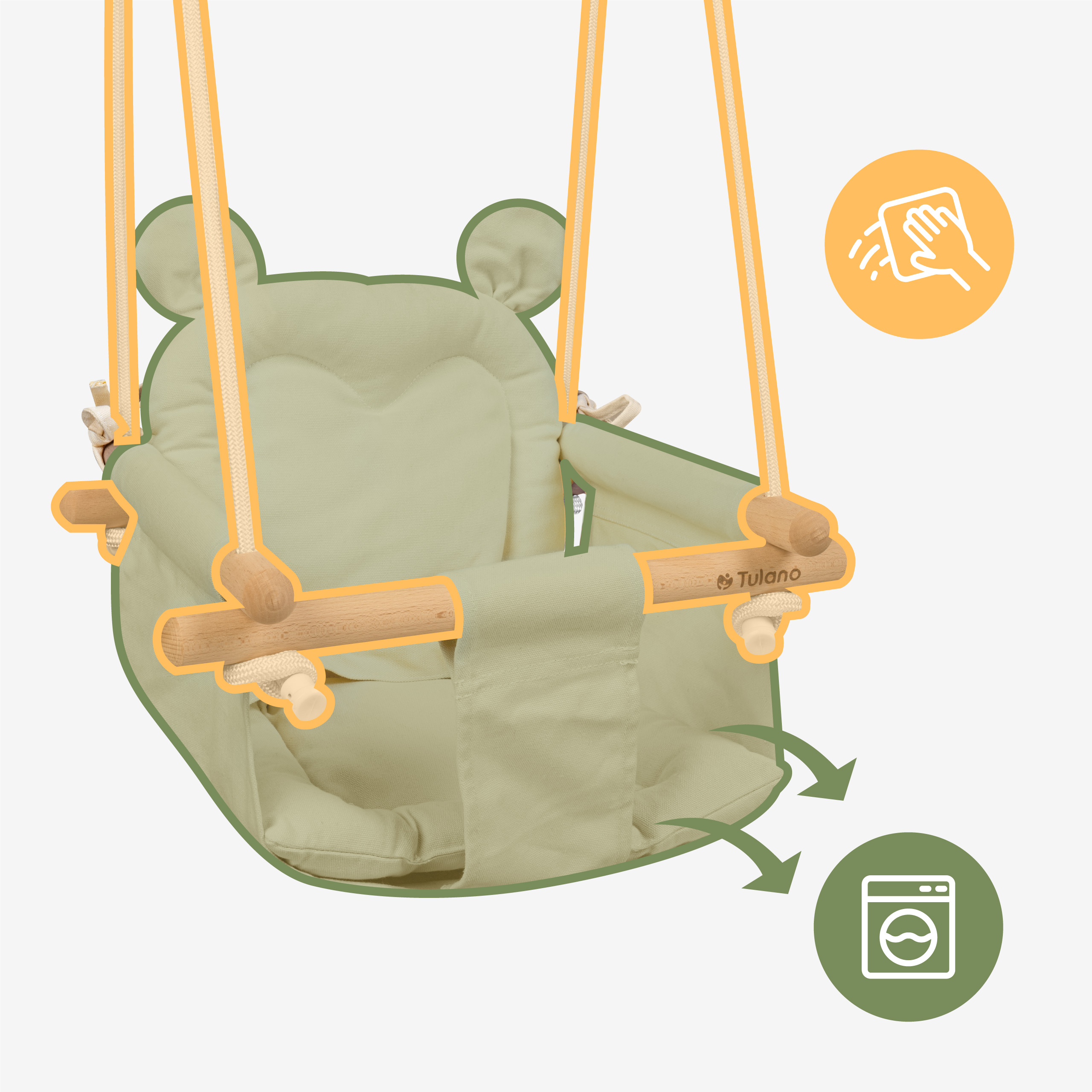 Naturalne materiały w huśtawce Hop 30