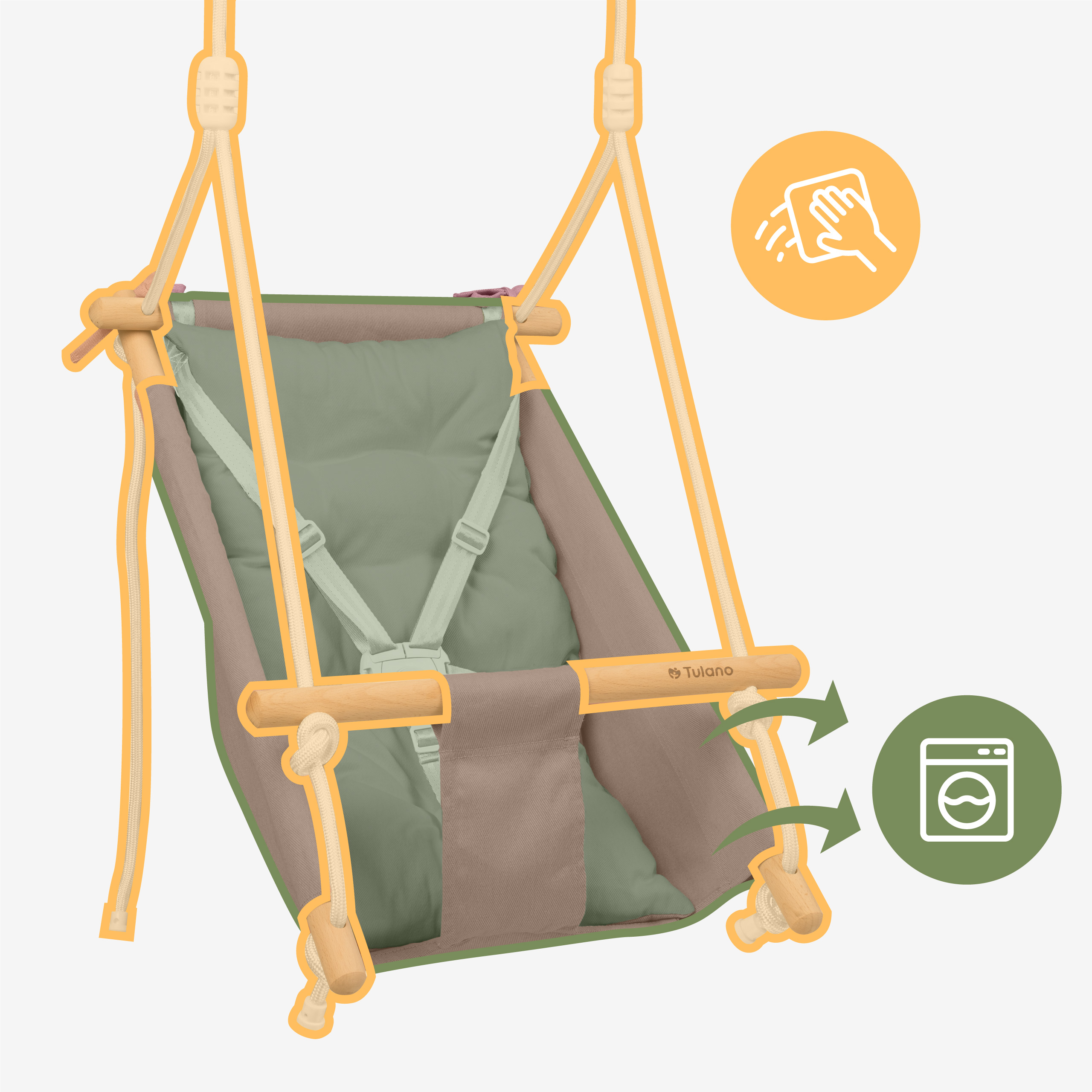 Naturalne materiały w huśtawce Hop 40