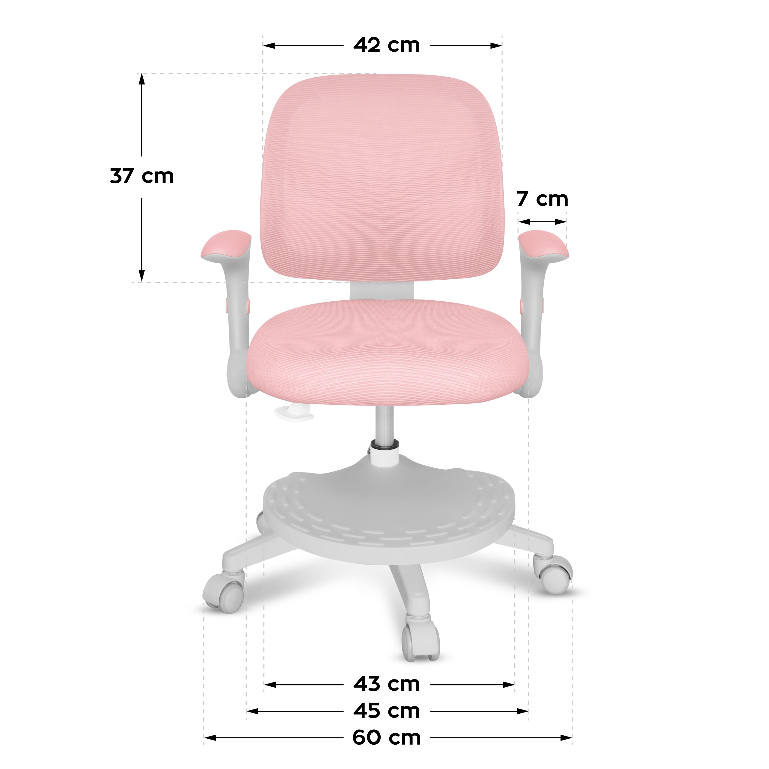 Wymiary fotela Junior 5.0 Pink
